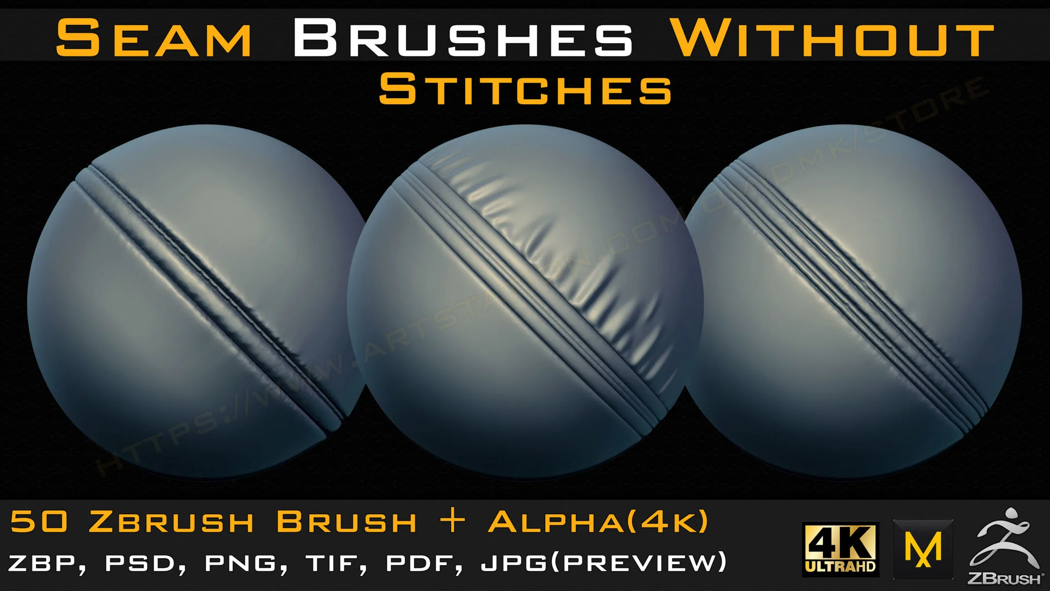 50 Seam Brushes Without Stitches (4k)+Alpha -Vol 04
