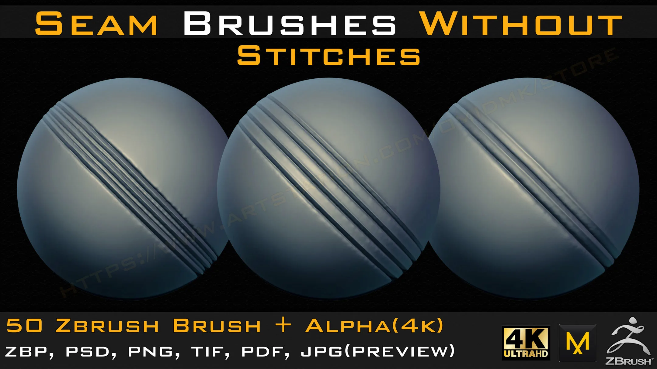 50 Seam Brushes Without Stitches (4k)+Alpha -Vol 04
