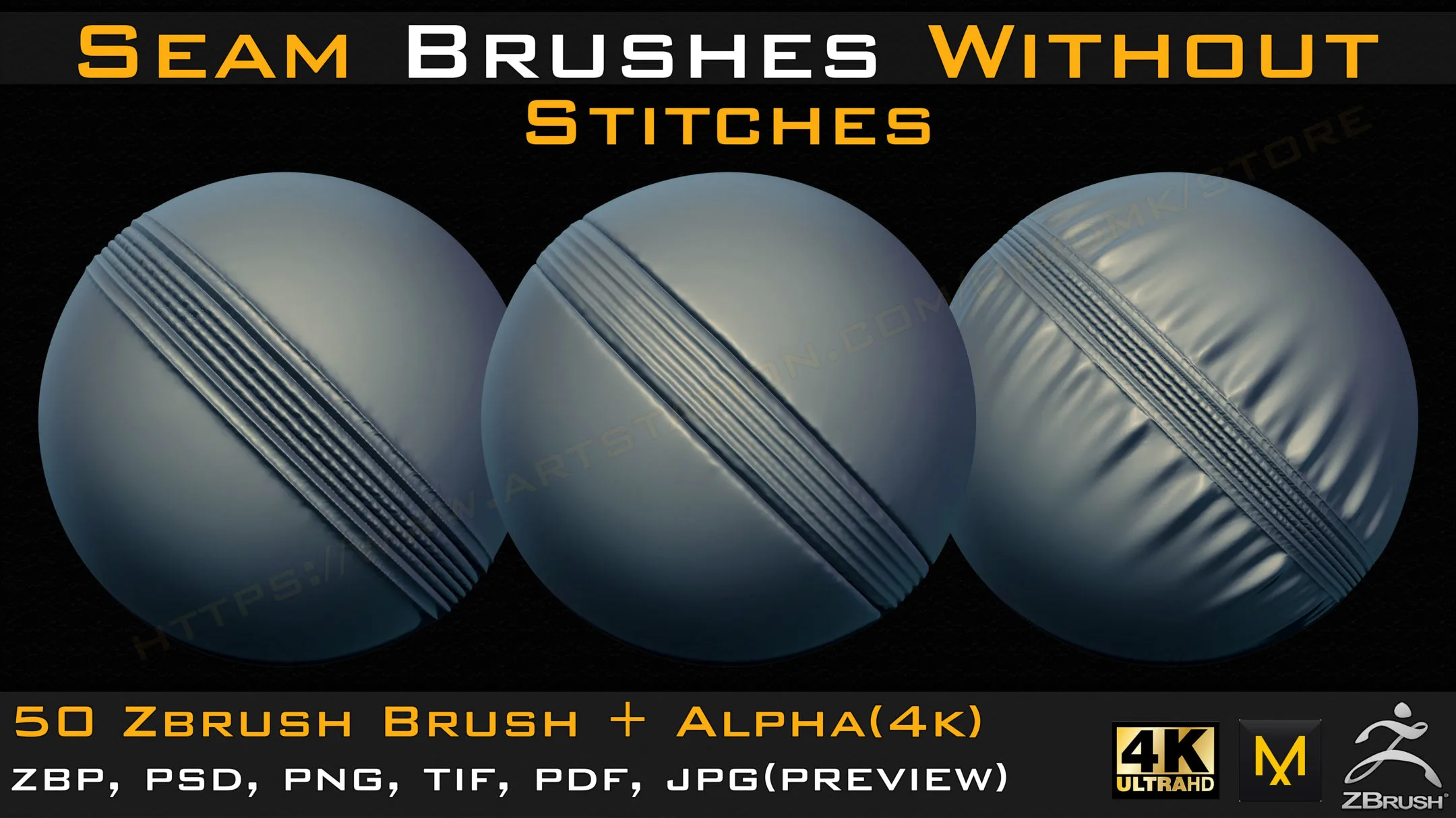 50 Seam Brushes Without Stitches (4k)+Alpha -Vol 04