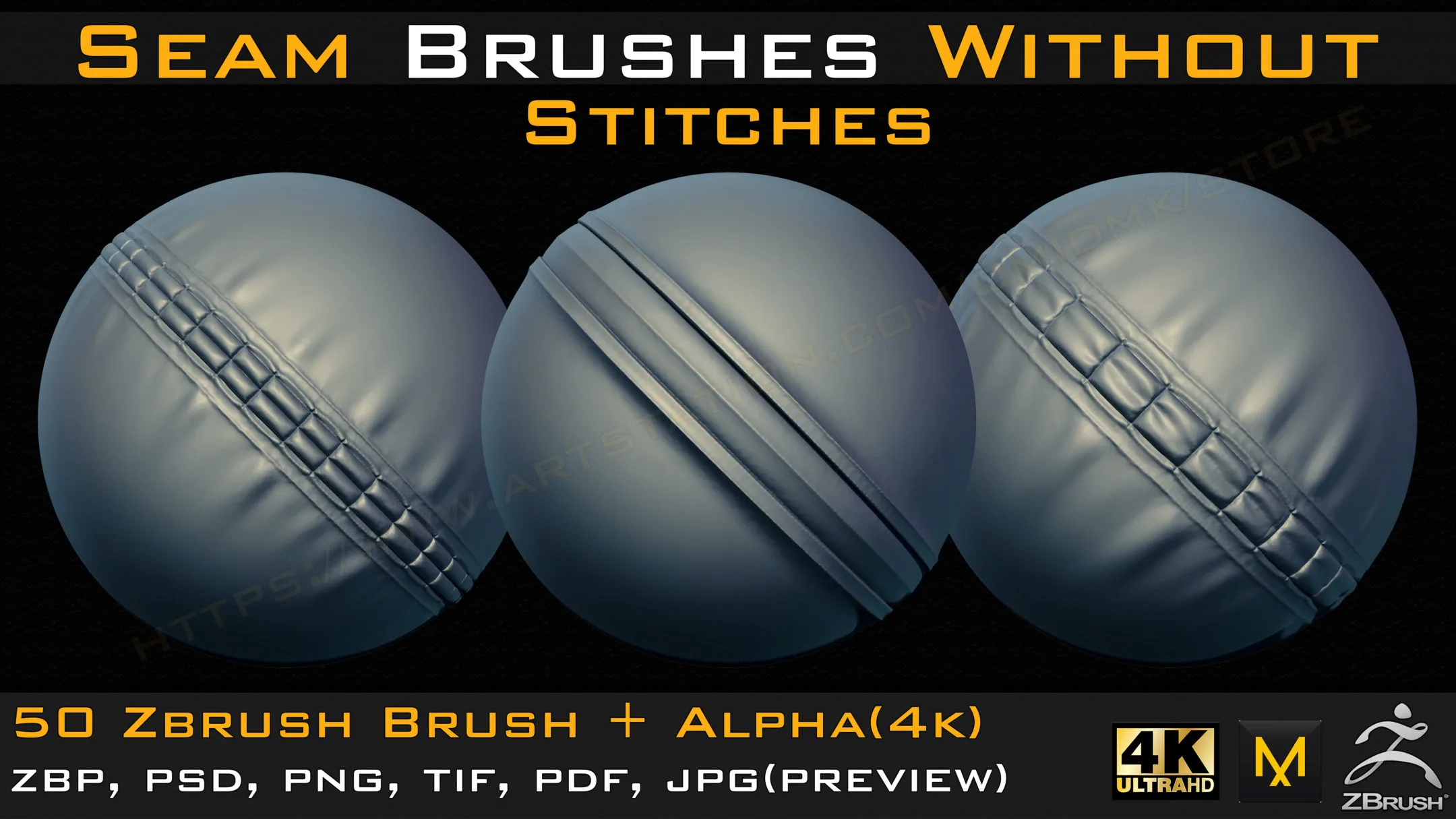 50 Seam Brushes Without Stitches (4k)+Alpha -Vol 04