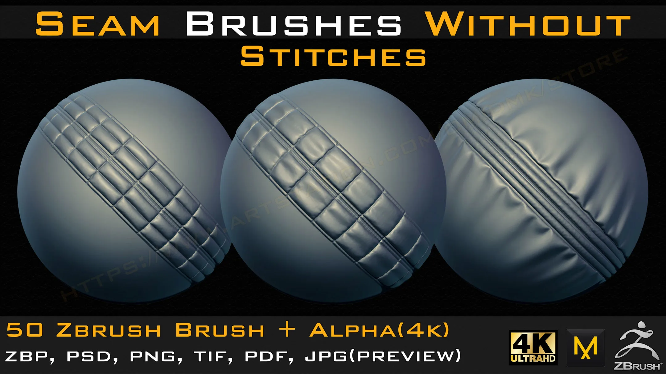 50 Seam Brushes Without Stitches (4k)+Alpha -Vol 04