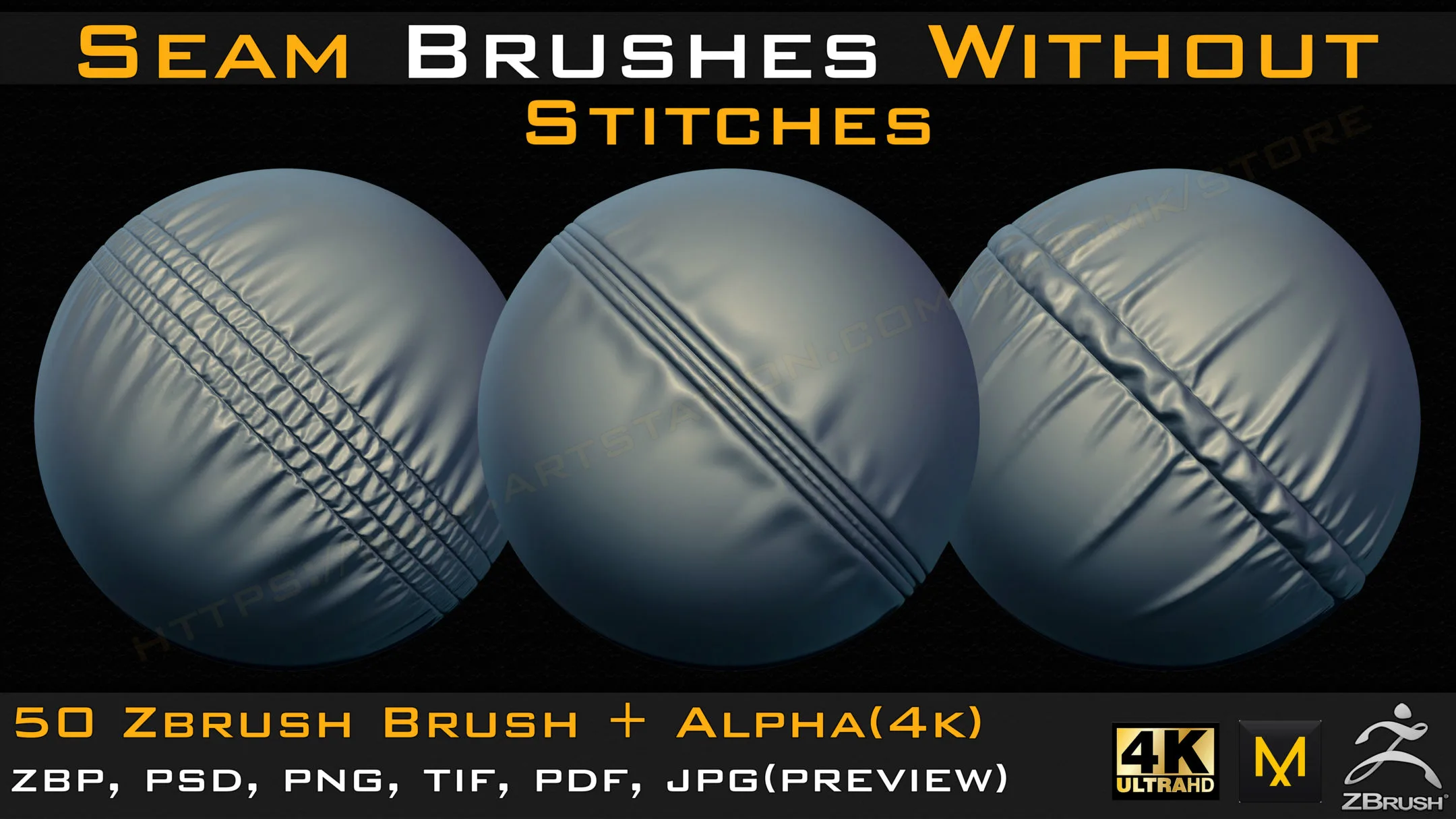 50 Seam Brushes Without Stitches (4k)+Alpha -Vol 04