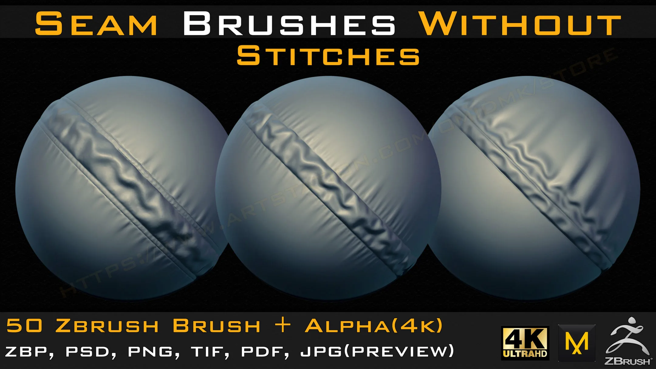 50 Seam Brushes Without Stitches (4k)+Alpha -Vol 04