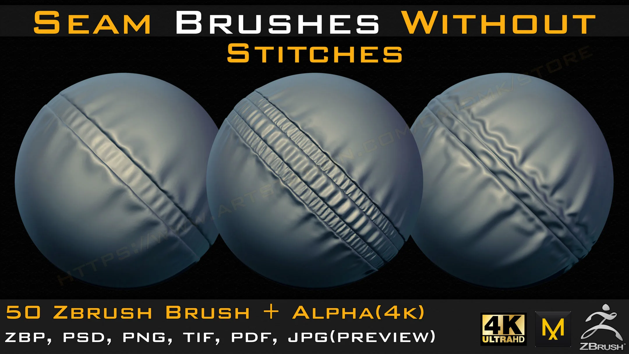 50 Seam Brushes Without Stitches (4k)+Alpha -Vol 04