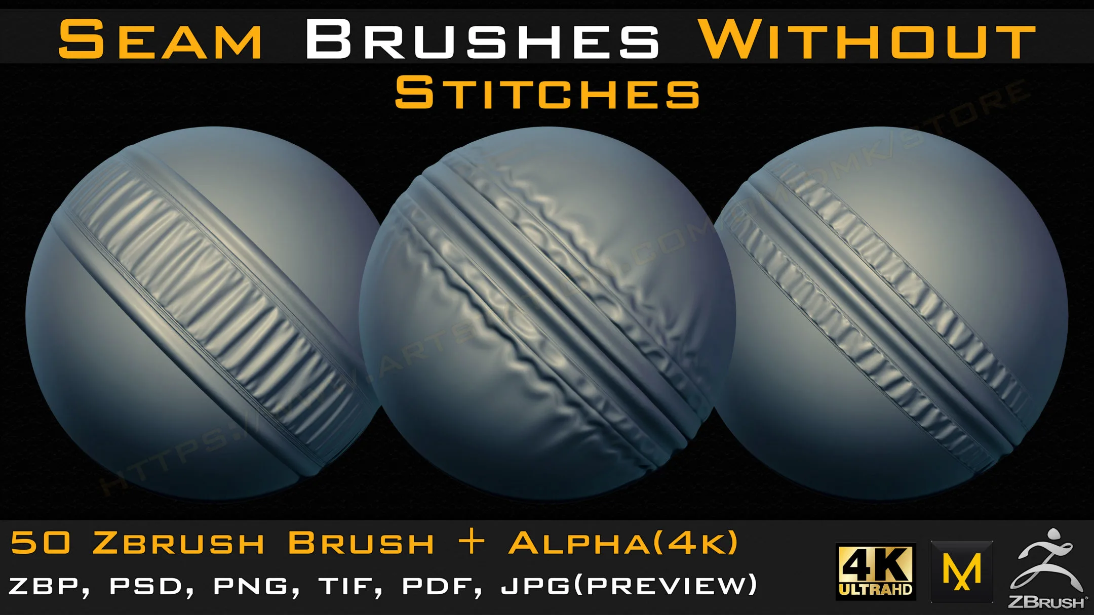 50 Seam Brushes Without Stitches (4k)+Alpha -Vol 04