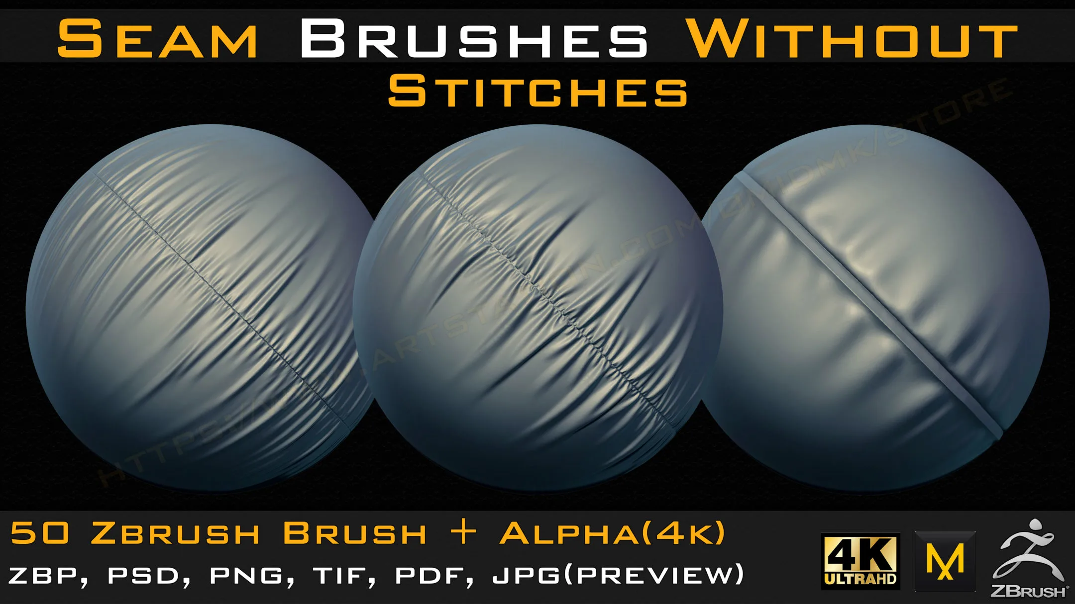 50 Seam Brushes Without Stitches (4k)+Alpha -Vol 04