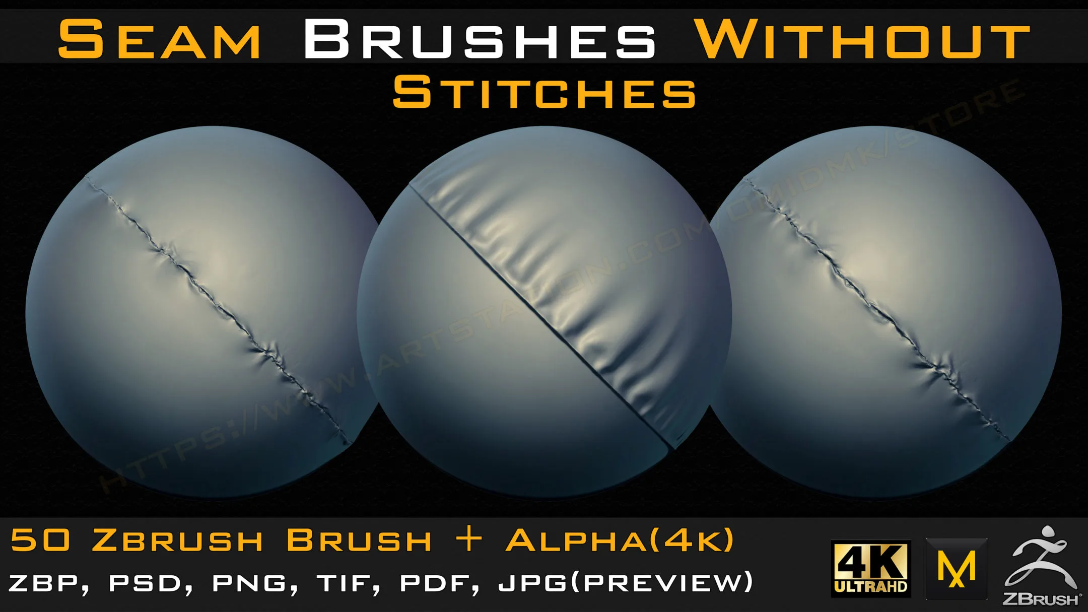 50 Seam Brushes Without Stitches (4k)+Alpha -Vol 04