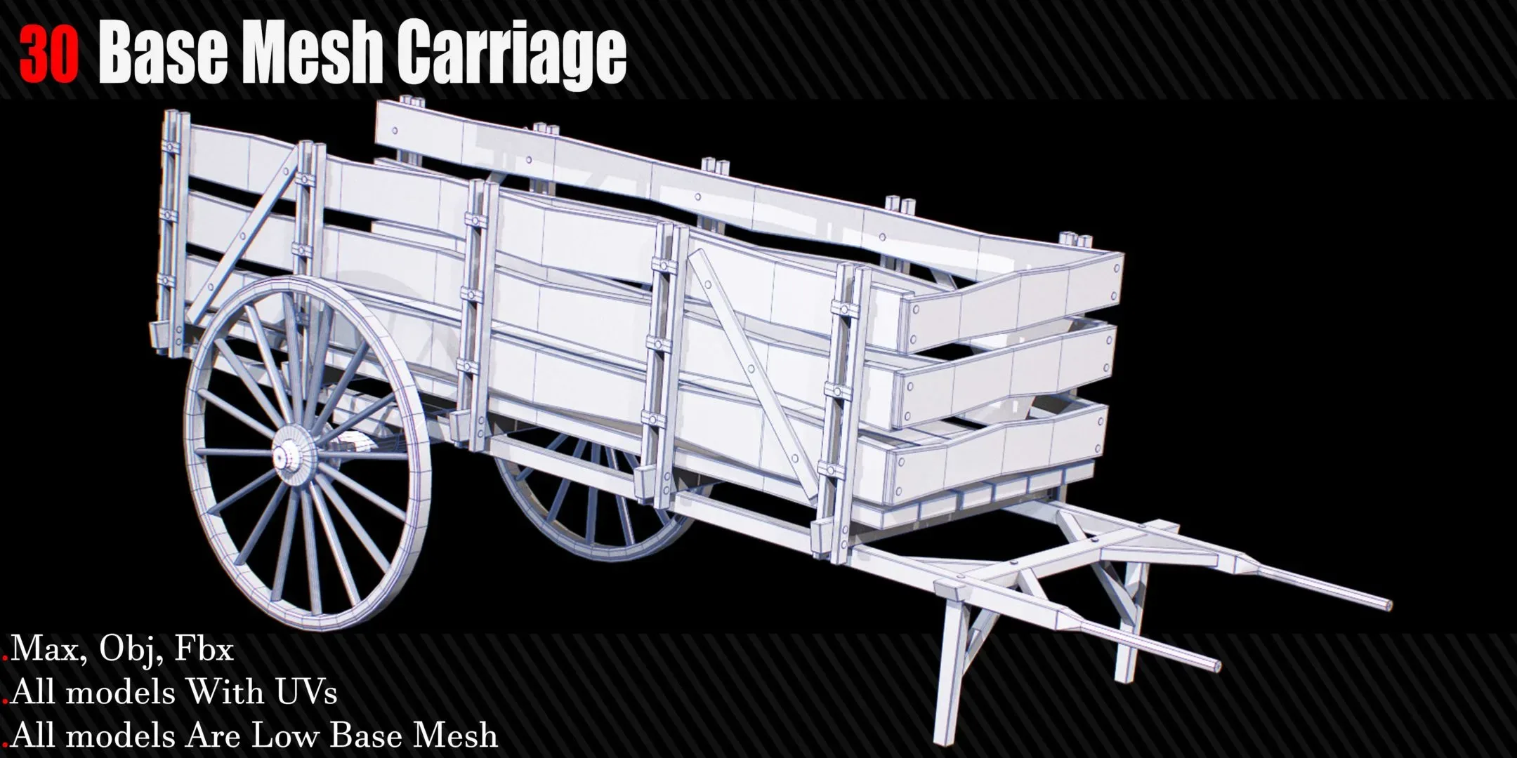 30 Carriage & wagons Base Mesh ( Game Ready )