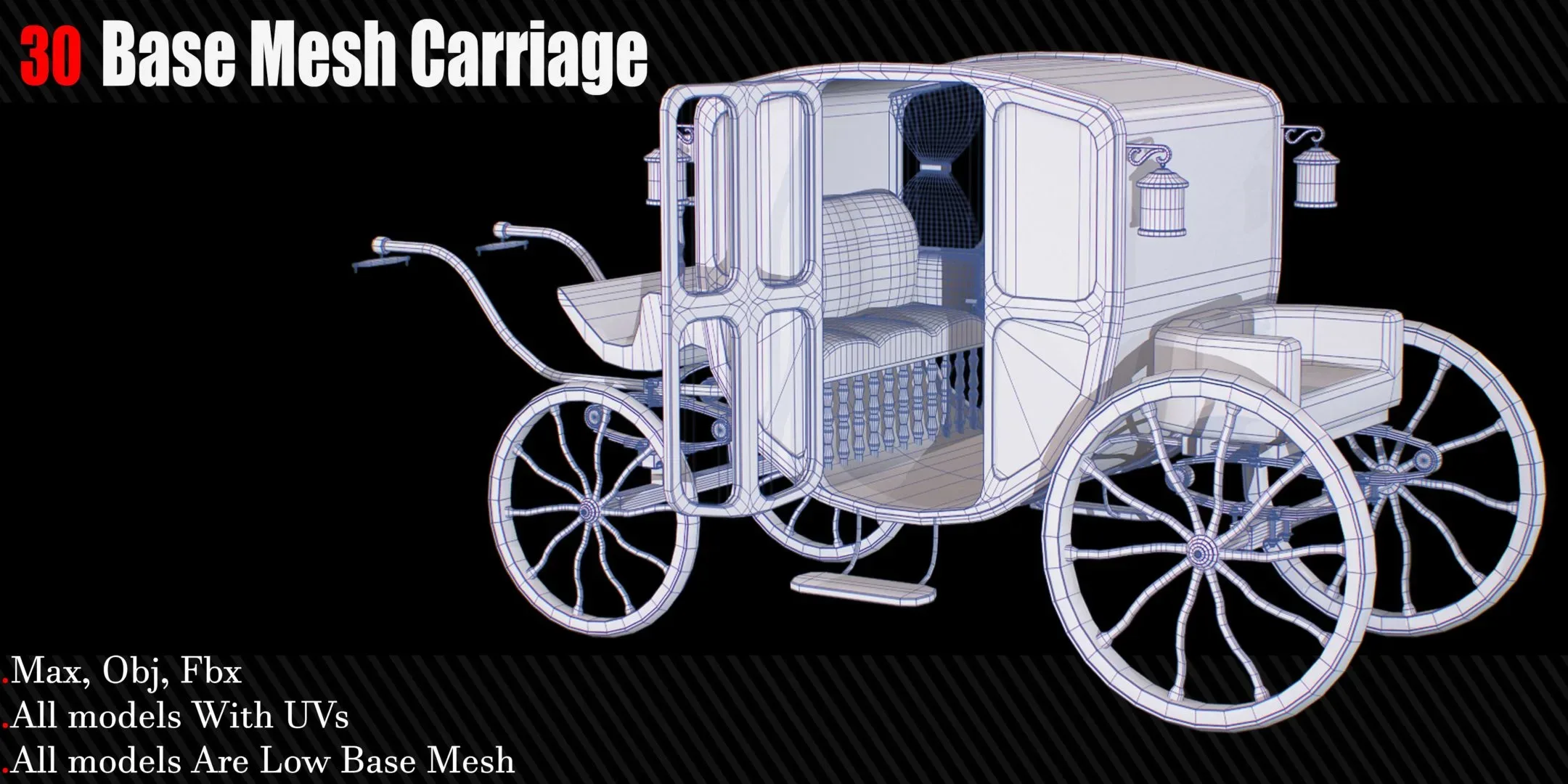 30 Carriage & wagons Base Mesh ( Game Ready )