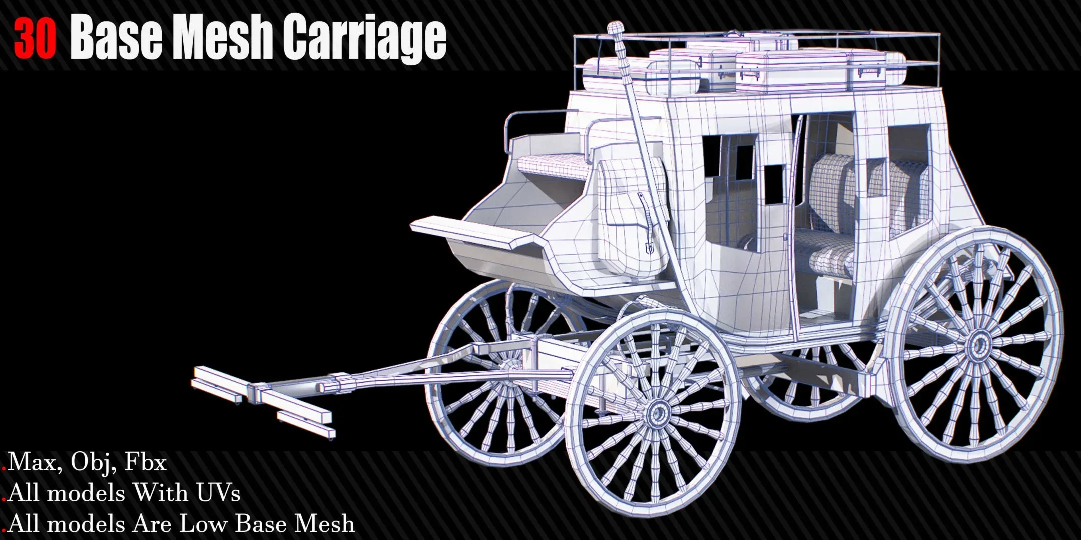 30 Carriage & wagons Base Mesh ( Game Ready )