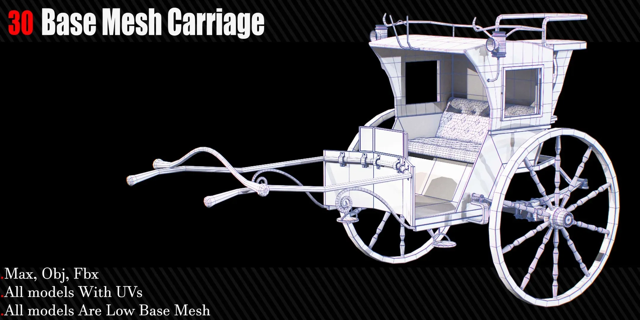 30 Carriage & wagons Base Mesh ( Game Ready )