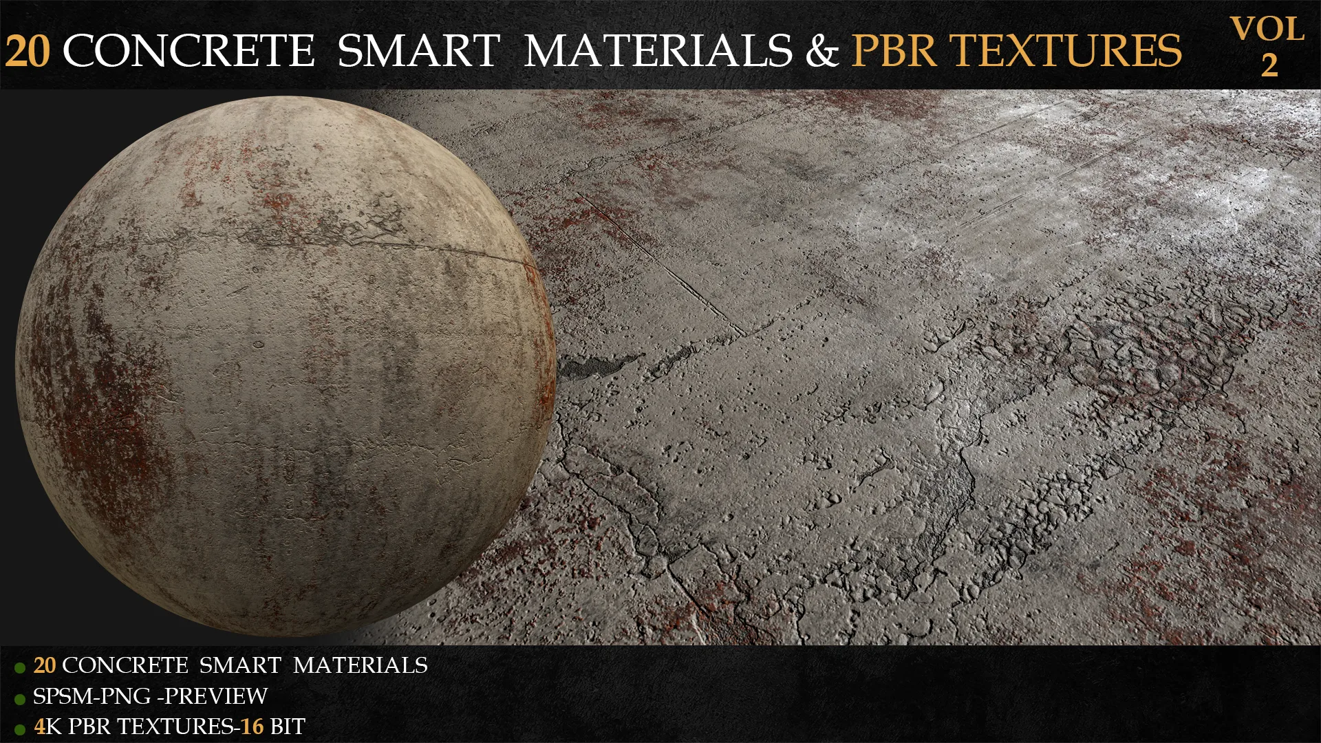 20 CONCRETE SMART MATERIALS & PBR TEXTURES-VOL 2