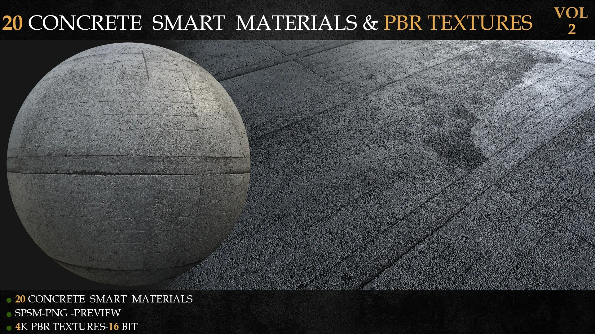 20 CONCRETE SMART MATERIALS & PBR TEXTURES-VOL 2