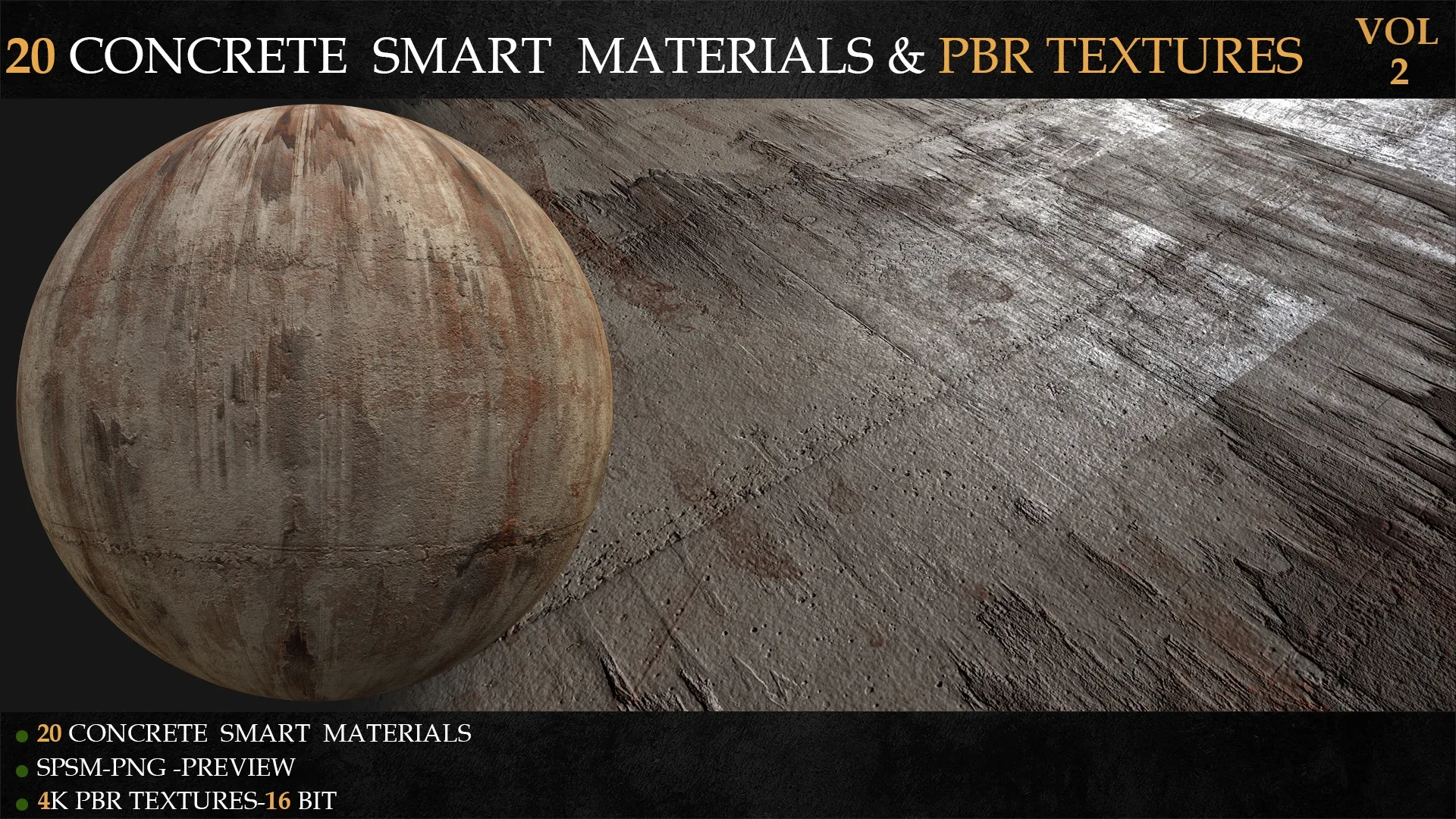 20 CONCRETE SMART MATERIALS & PBR TEXTURES-VOL 2