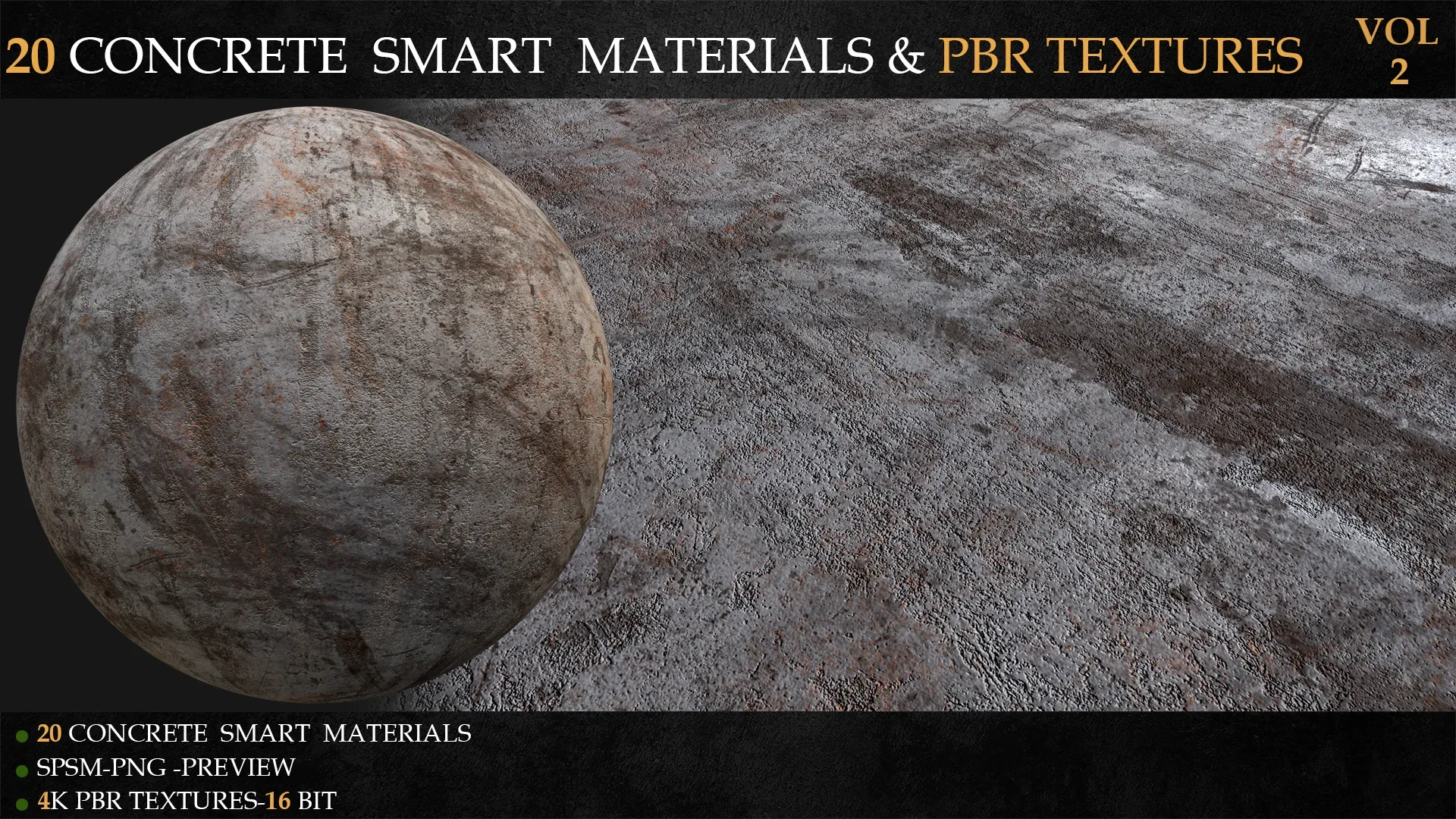 20 CONCRETE SMART MATERIALS & PBR TEXTURES-VOL 2