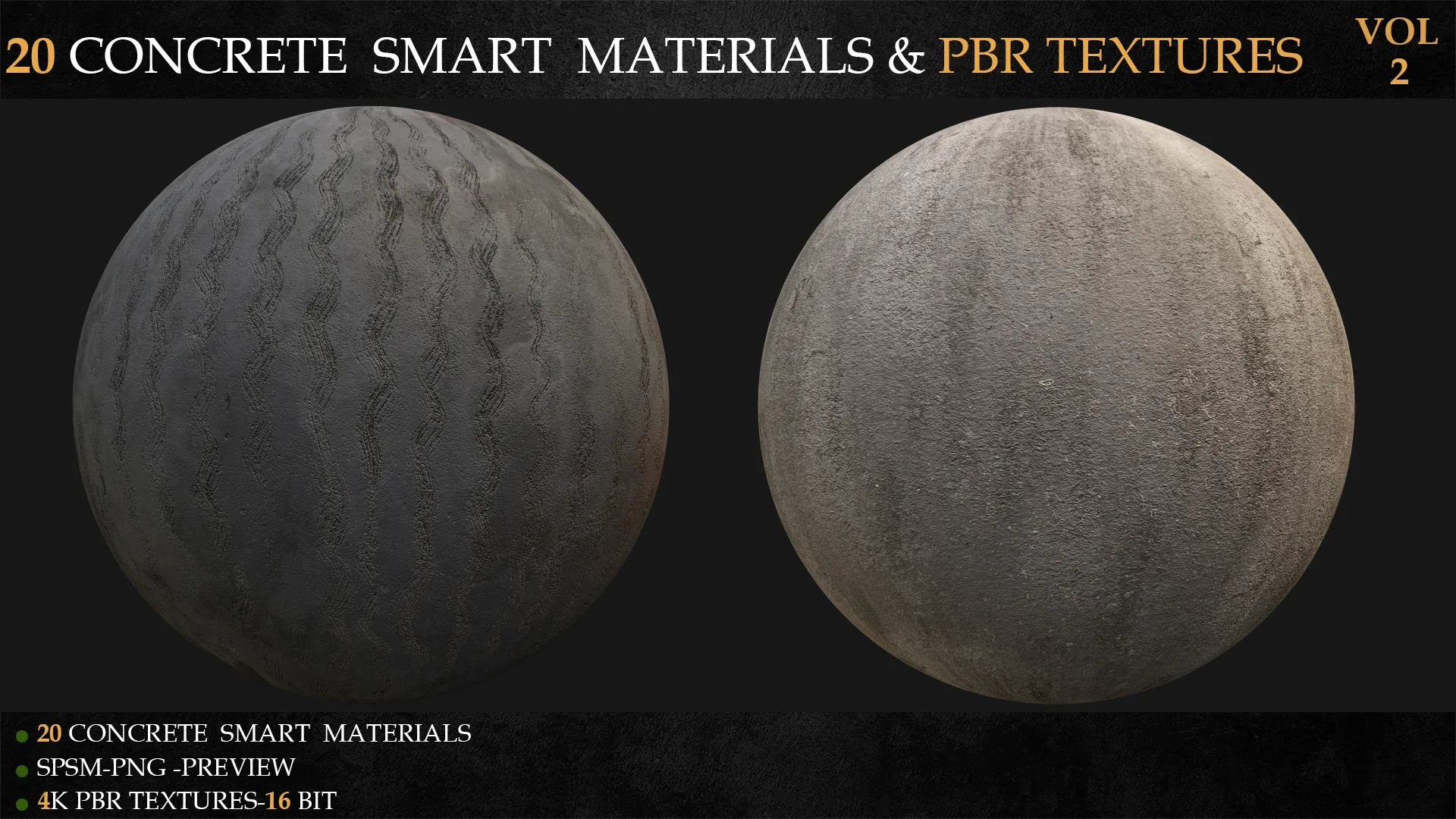 20 CONCRETE SMART MATERIALS & PBR TEXTURES-VOL 2