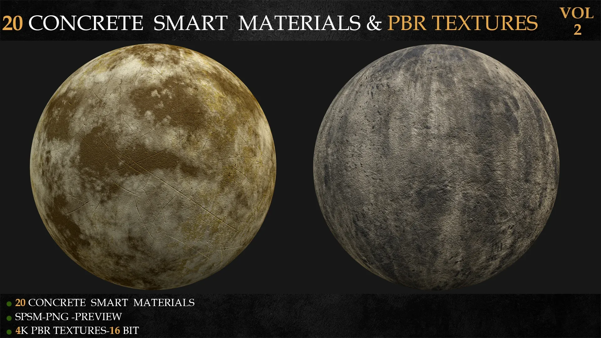 20 CONCRETE SMART MATERIALS & PBR TEXTURES-VOL 2