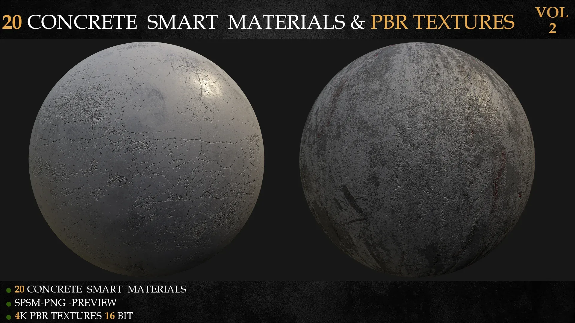 20 CONCRETE SMART MATERIALS & PBR TEXTURES-VOL 2