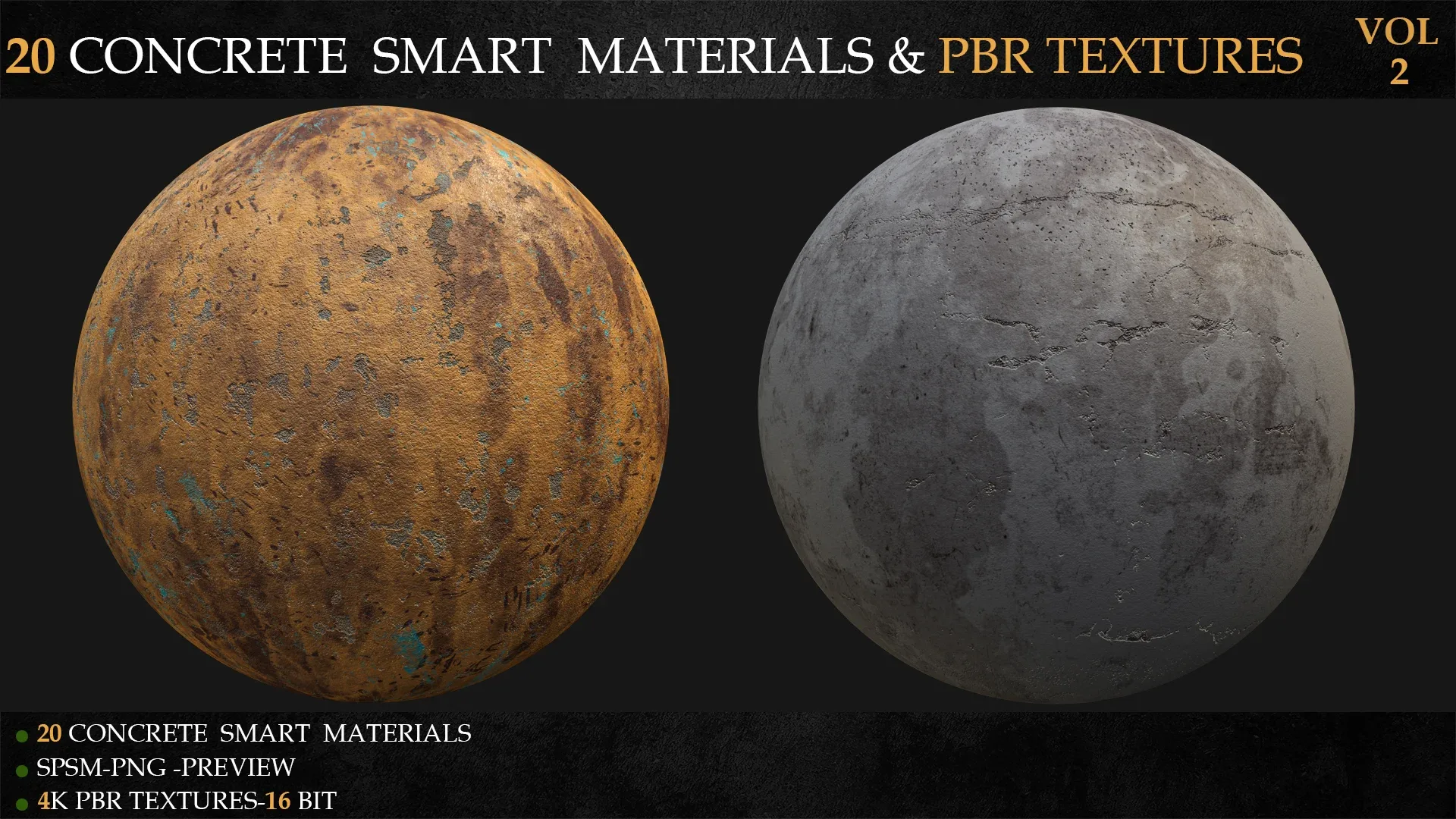 20 CONCRETE SMART MATERIALS & PBR TEXTURES-VOL 2