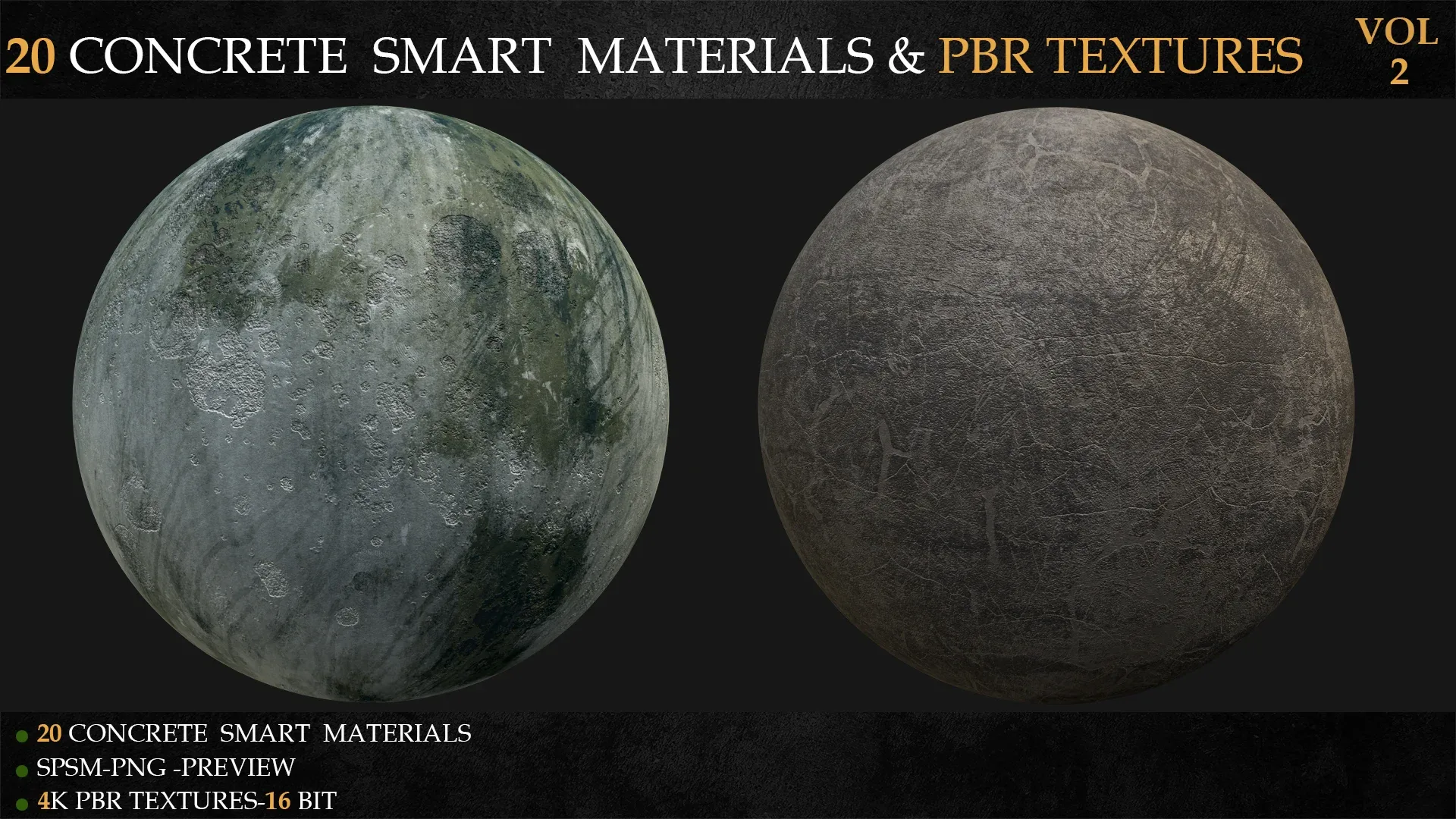 20 CONCRETE SMART MATERIALS & PBR TEXTURES-VOL 2