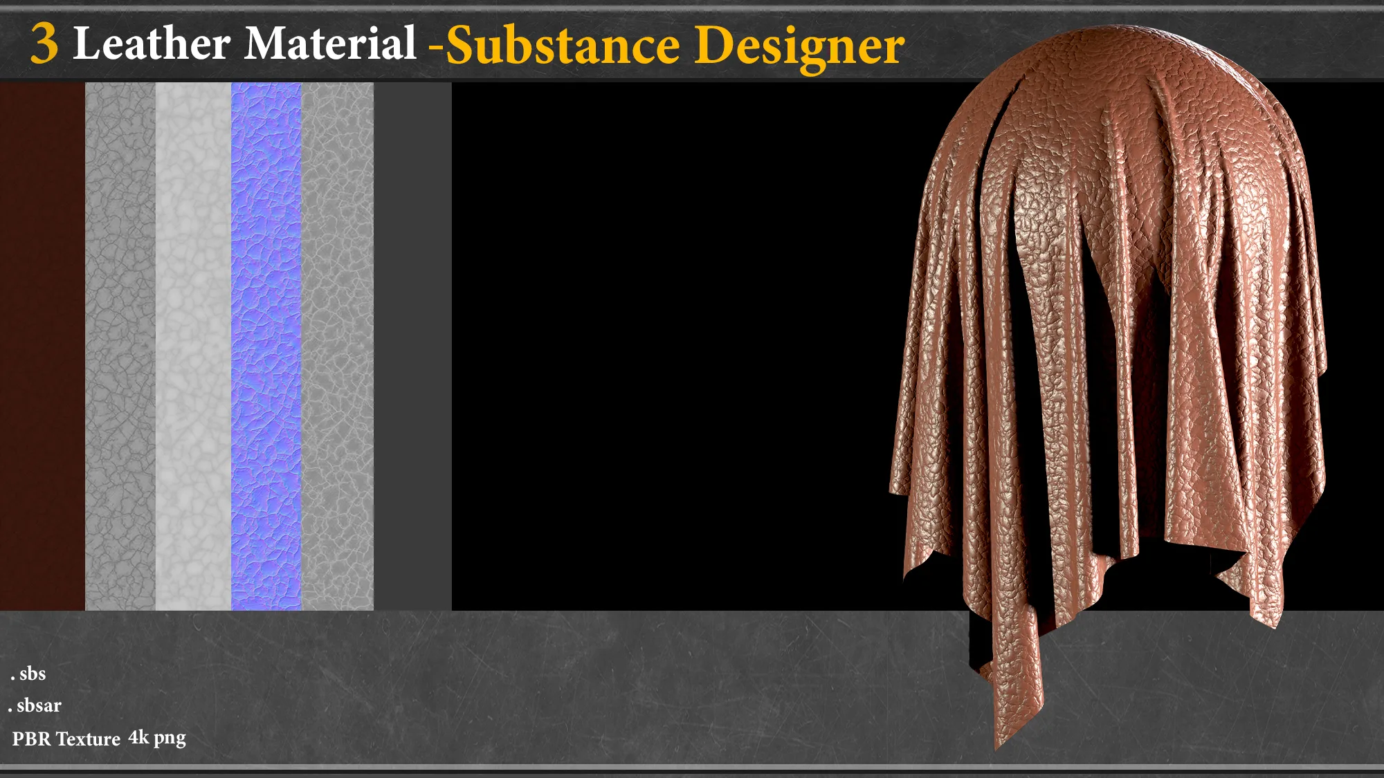 3 Leather Material _Substance designer-Sbsar-PBR + Toturial