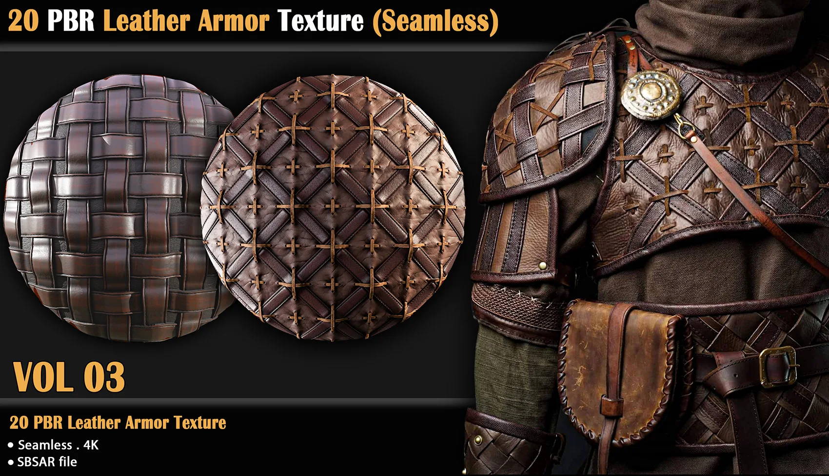 20 PBR Leather Armor Texture /Seamless