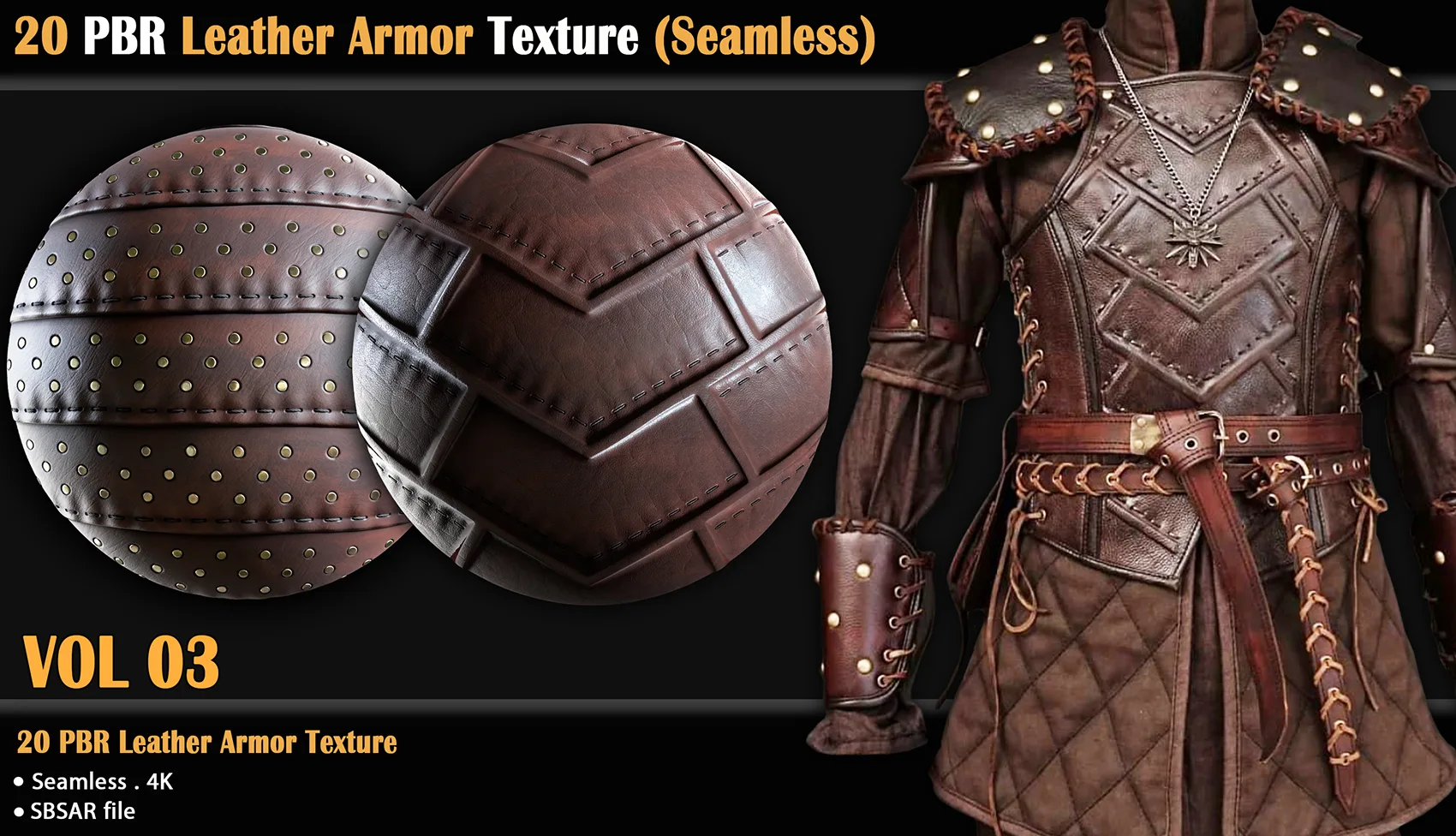 20 PBR Leather Armor Texture /Seamless