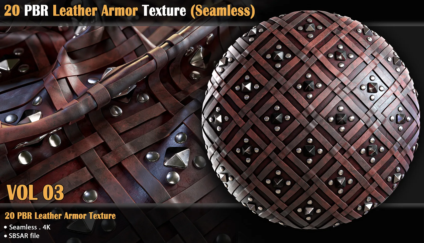 20 PBR Leather Armor Texture /Seamless