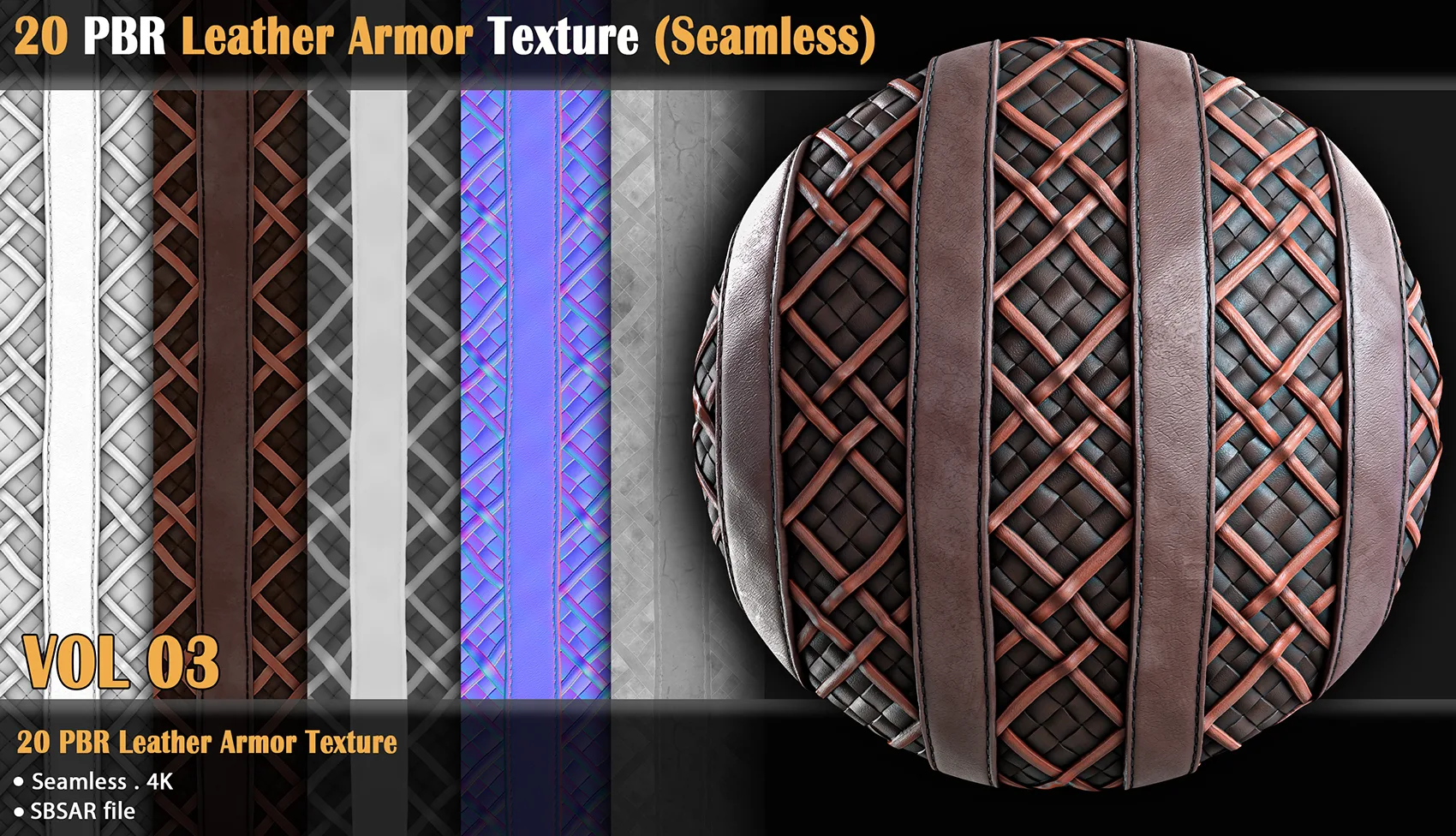 20 PBR Leather Armor Texture /Seamless