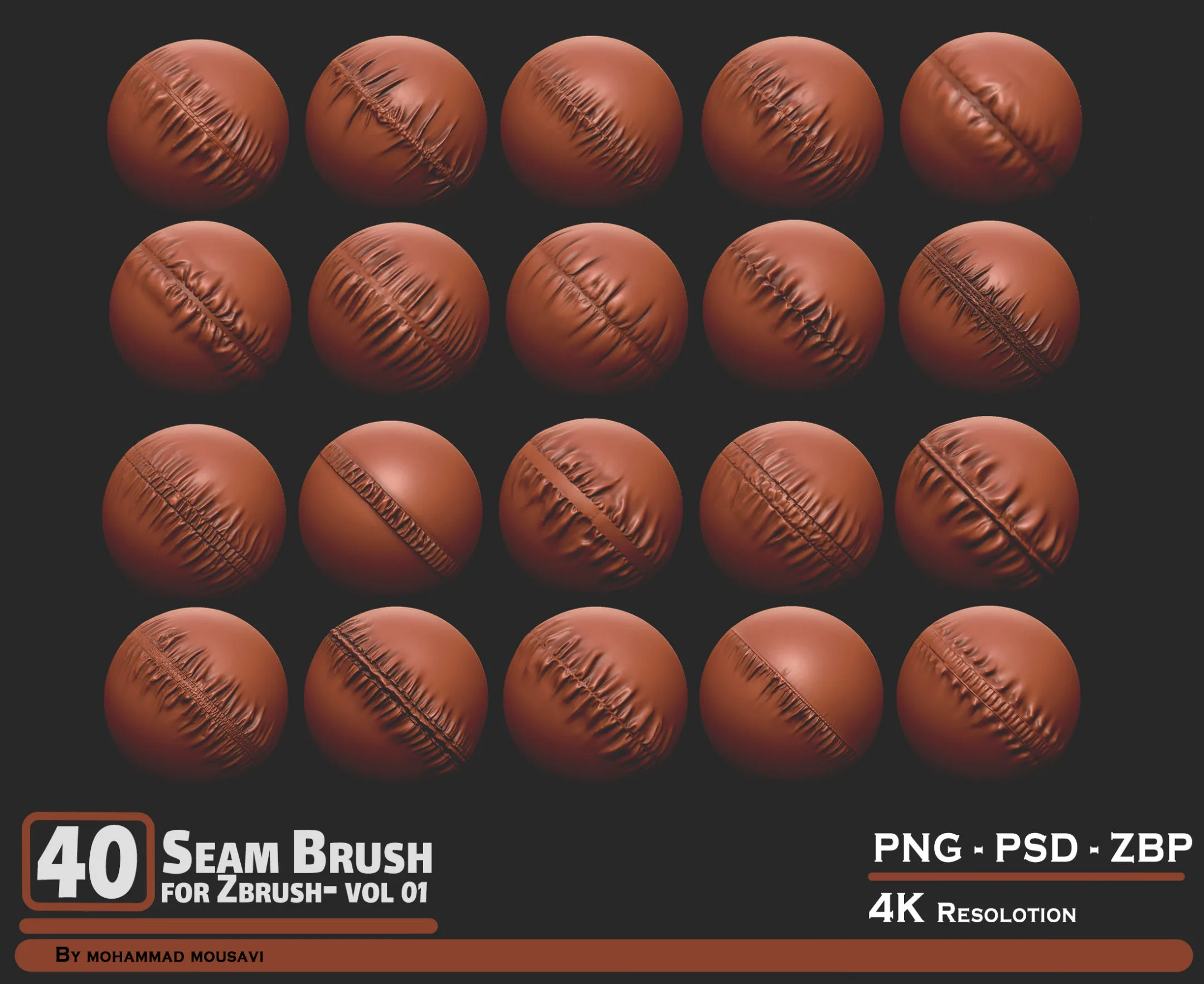 40 Seam Brush for ZBrush - VOL 01