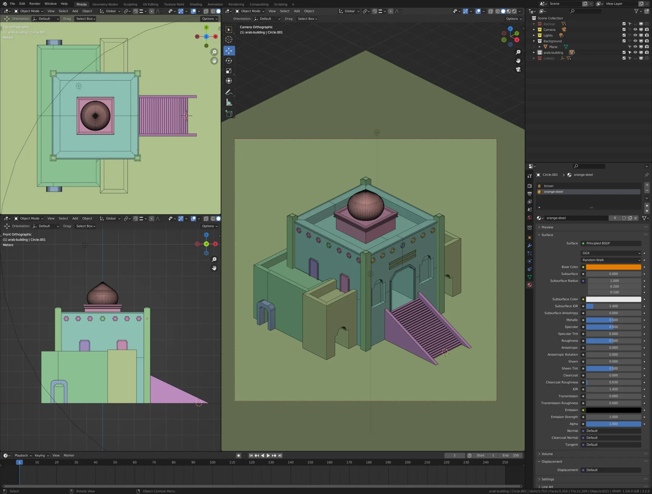 4 low-poly stylized buildings - Blender format