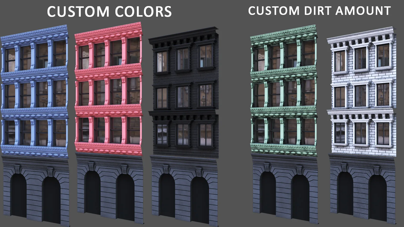 Facade and building PBR material bundle (SBSAR + 4k textures)