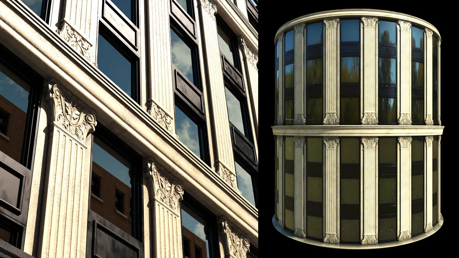 Facade and building PBR material bundle (SBSAR + 4k textures)