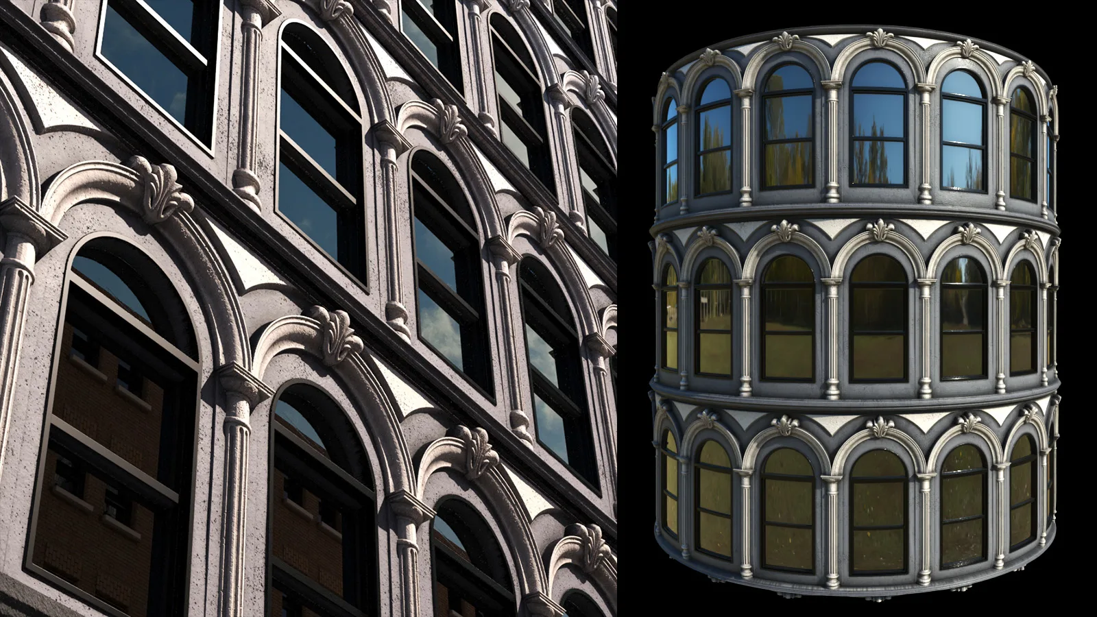 Facade and building PBR material bundle (SBSAR + 4k textures)