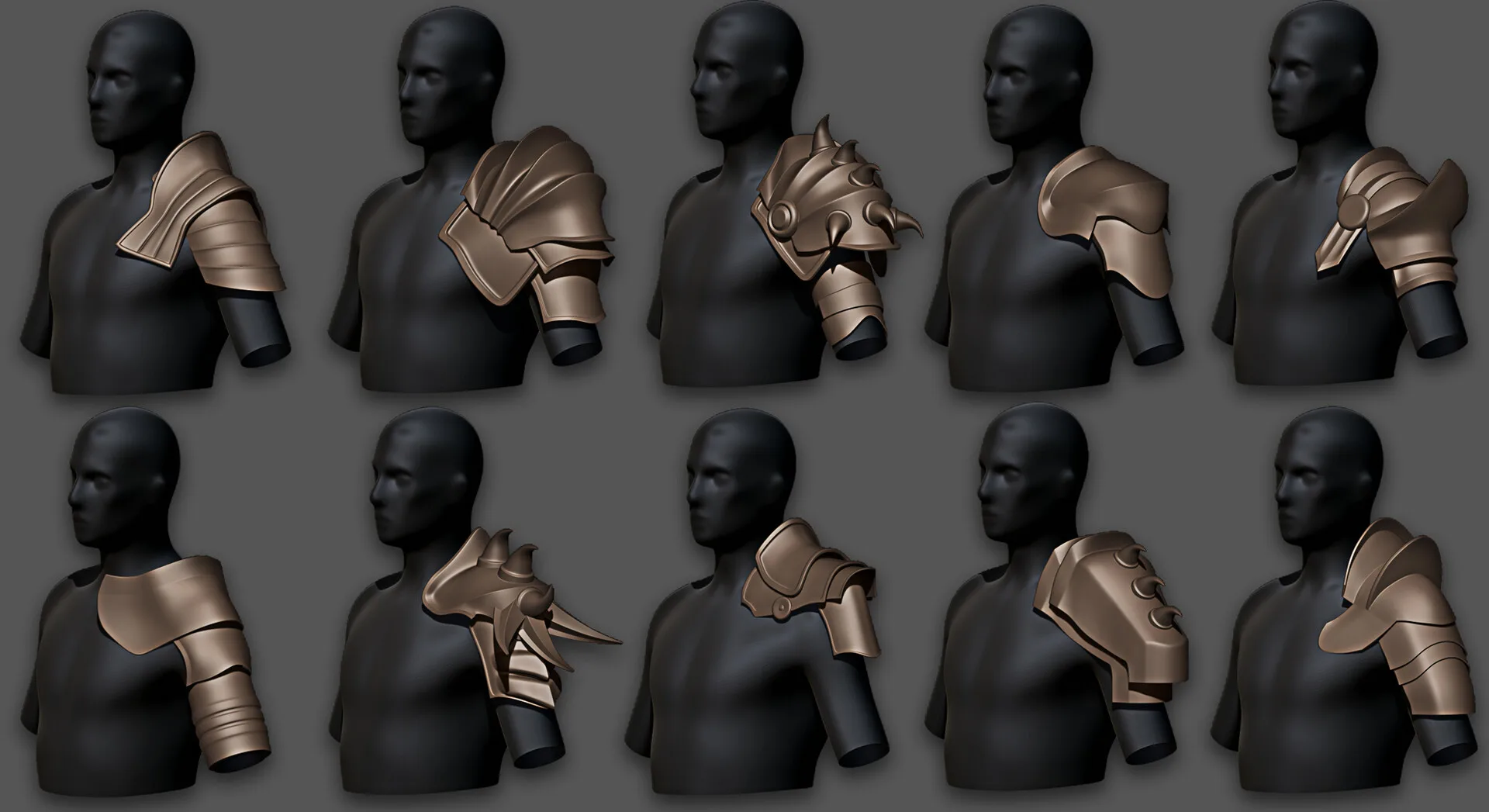 30 Highpoly and Lowpoly Shoulder Armor Base Mesh