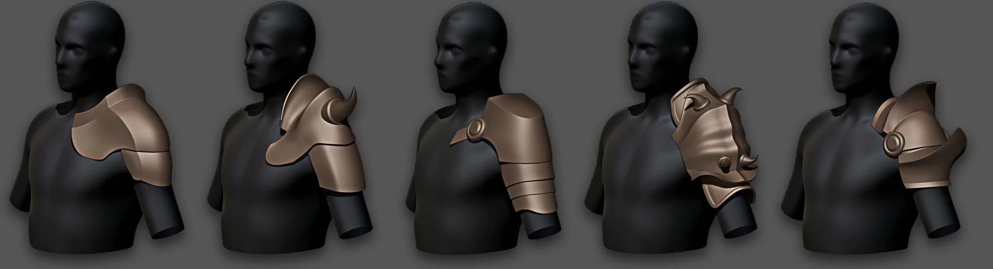 30 Highpoly and Lowpoly Shoulder Armor Base Mesh