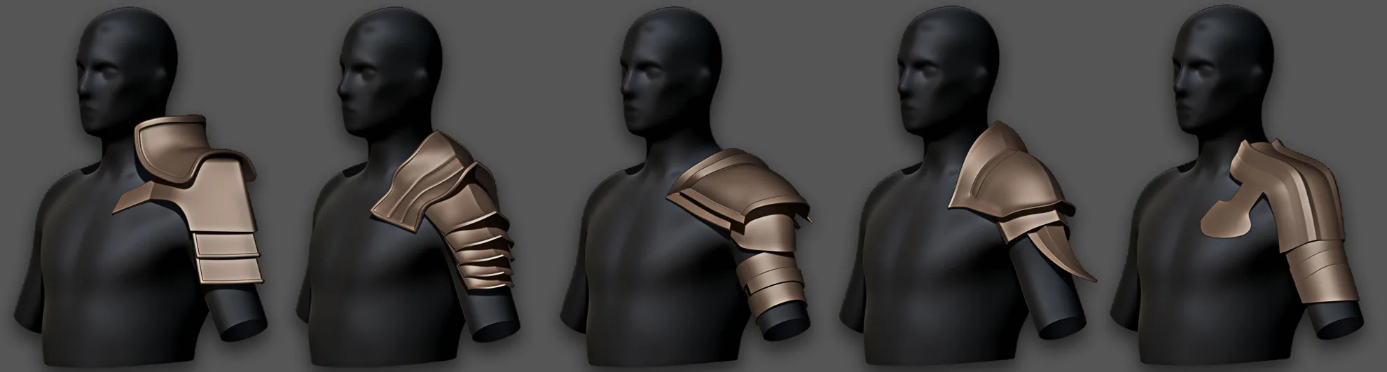 30 Highpoly and Lowpoly Shoulder Armor Base Mesh