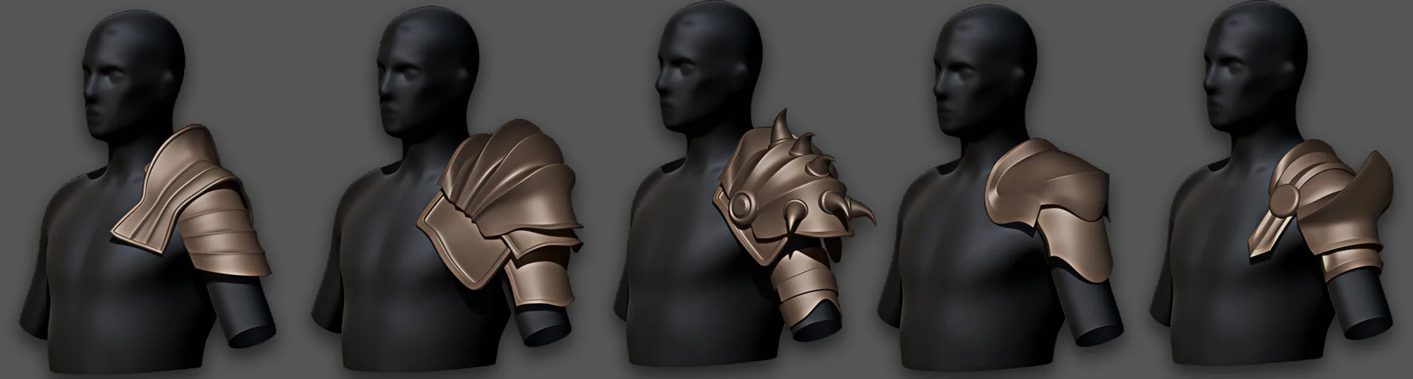 30 Highpoly and Lowpoly Shoulder Armor