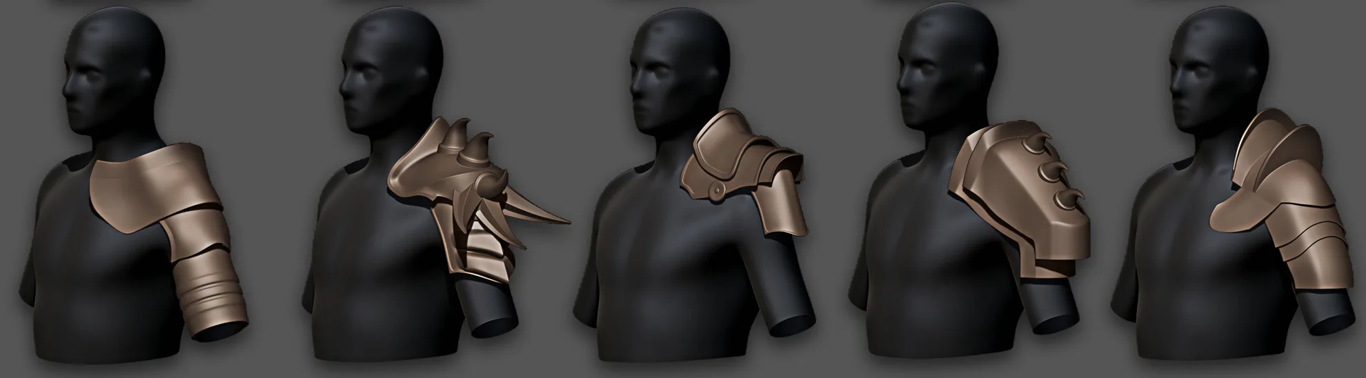 30 Highpoly and Lowpoly Shoulder Armor