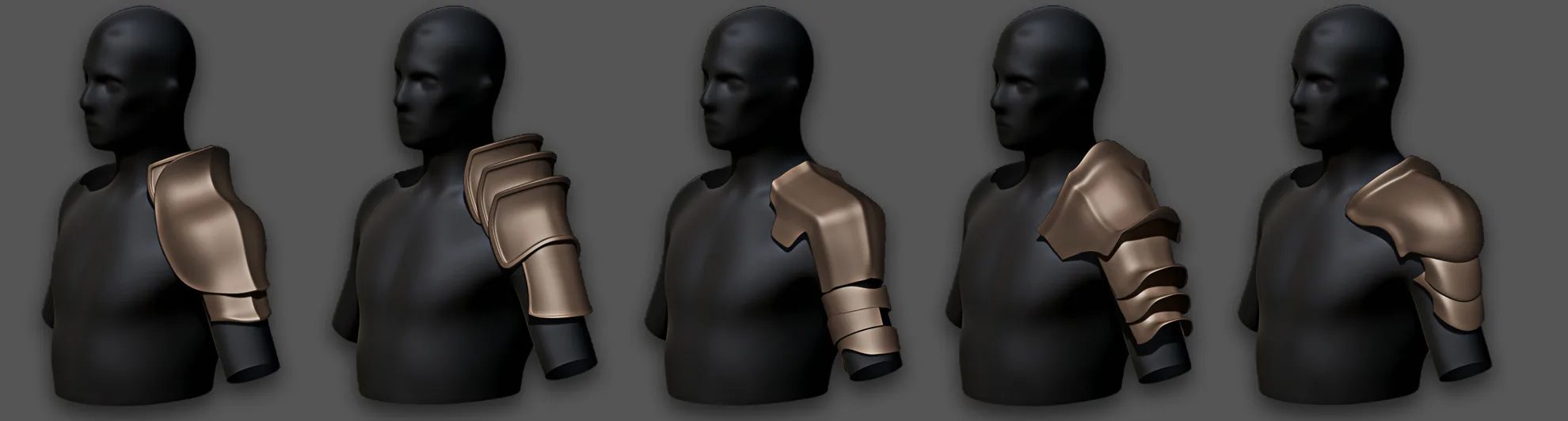 30 Highpoly and Lowpoly Shoulder Armor Base Mesh