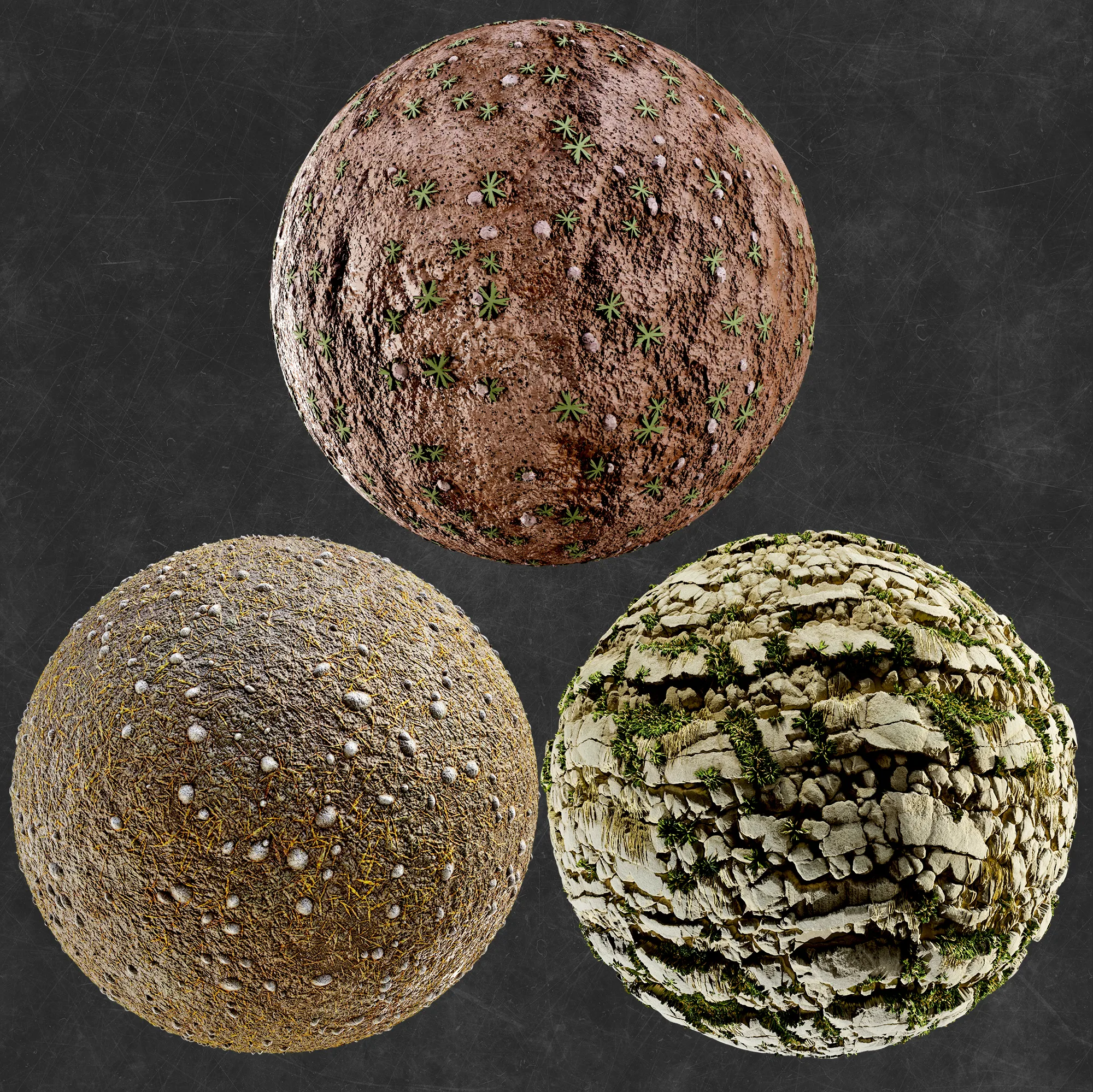 3 Stylized Combination of Stones and Grass and Roots Material _ Substance Designer