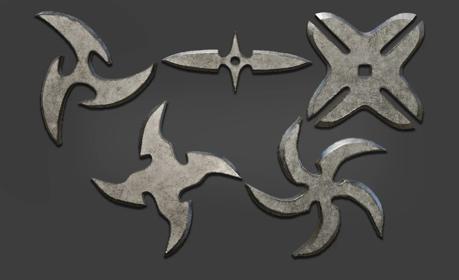 25 Shuriken Models Lowpoly and Highpoly (with UV) , IMM Brush Vol.2