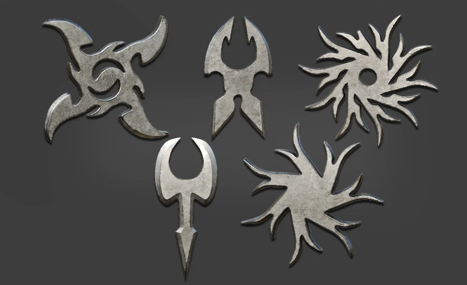 25 Shuriken Models Lowpoly and Highpoly (with UV) , IMM Brush Vol.2