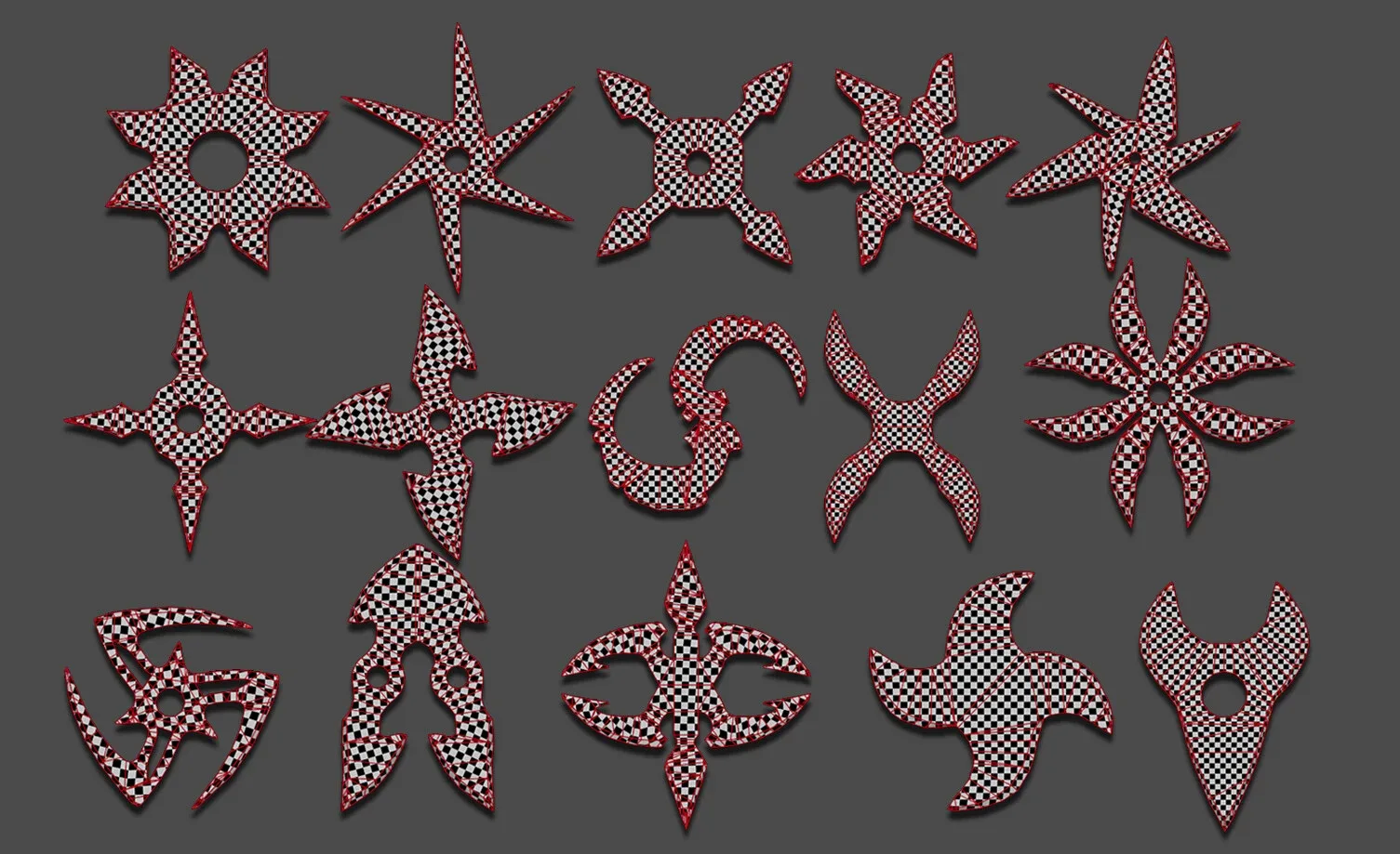 25 Shuriken Models Lowpoly and Highpoly (with UV) , IMM Brush Vol.3