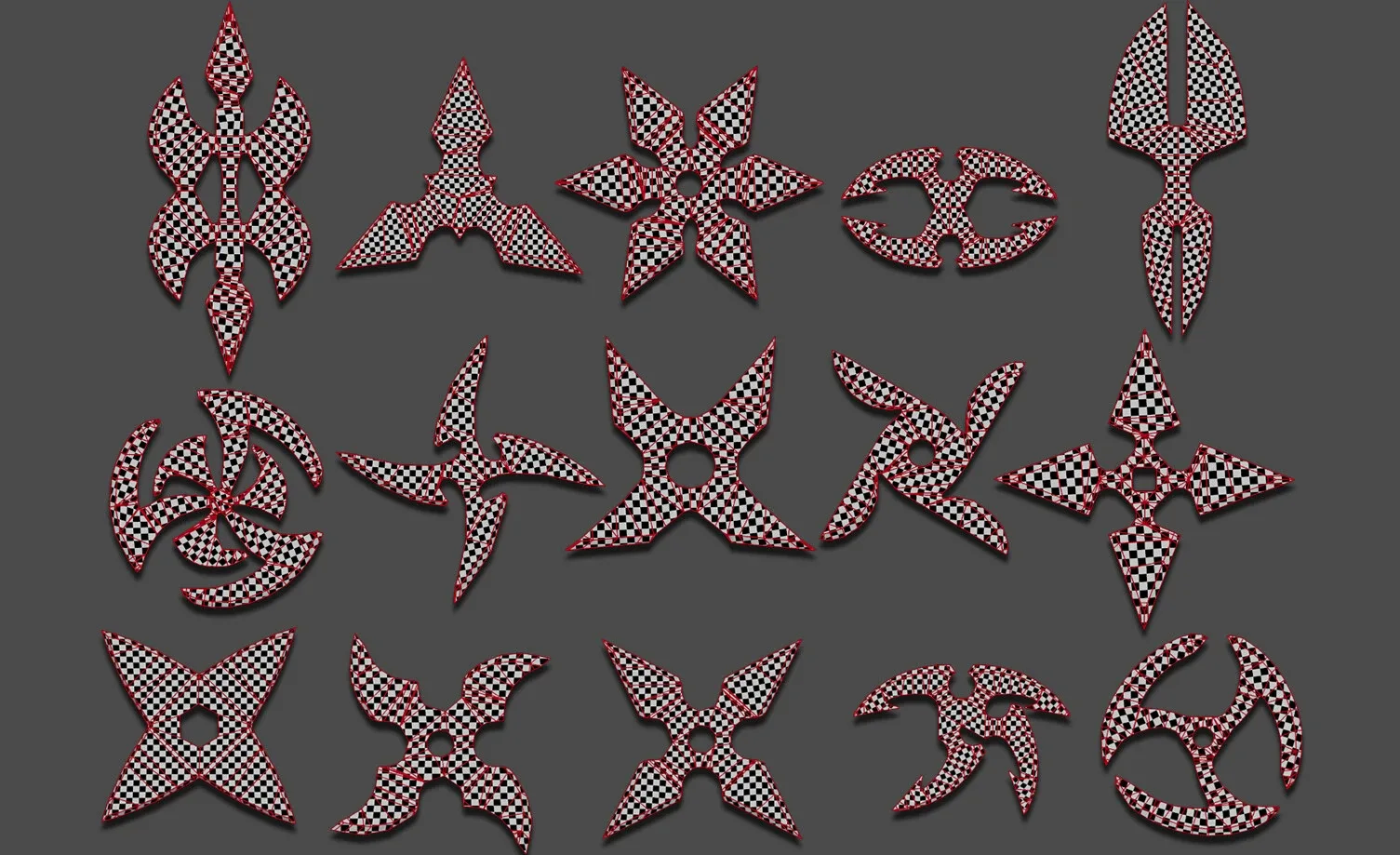 25 Shuriken Models Lowpoly and Highpoly (with UV) , IMM Brush Vol. 4