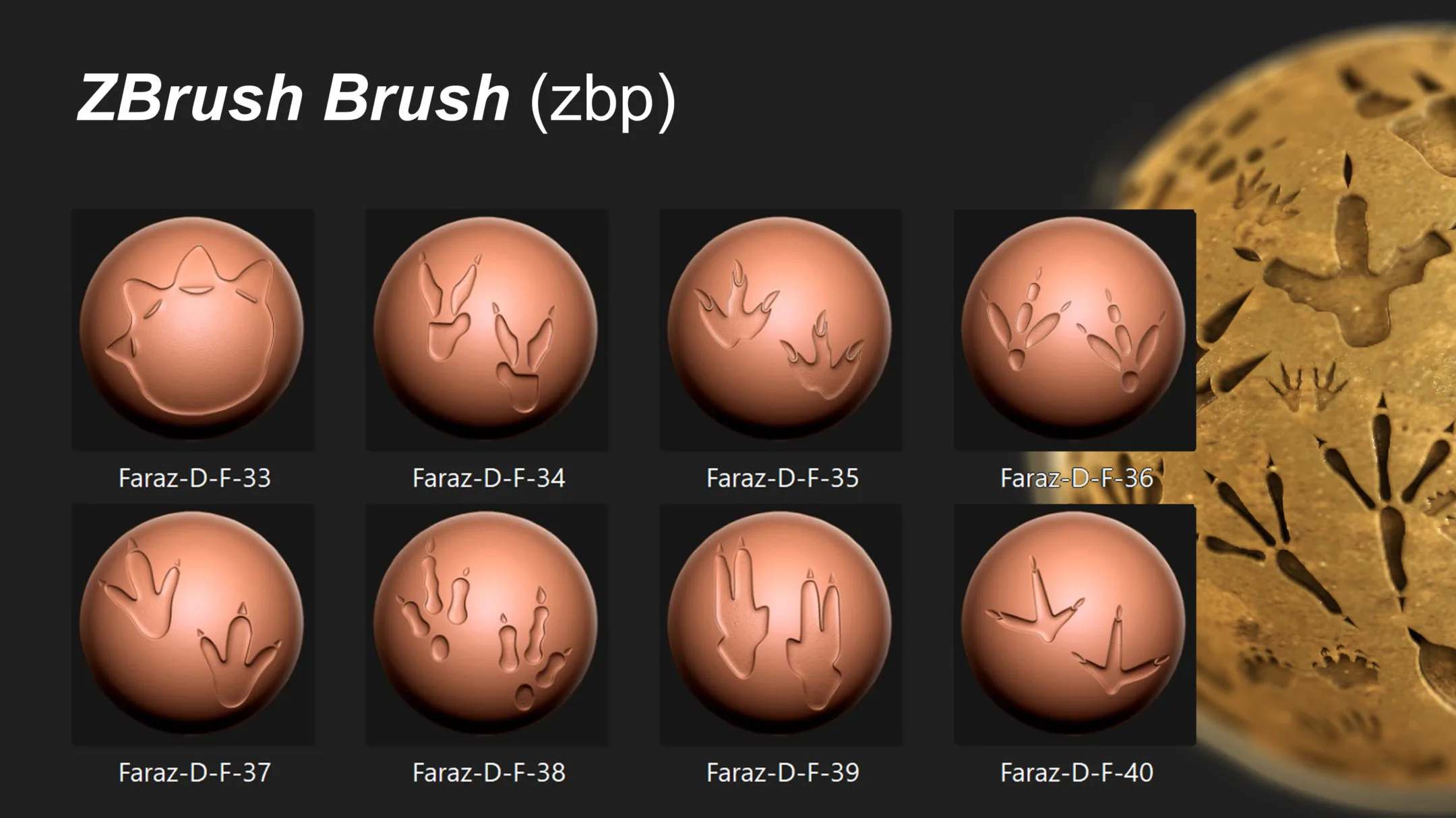 80 Dinosaur Footprint Brush & Alpha