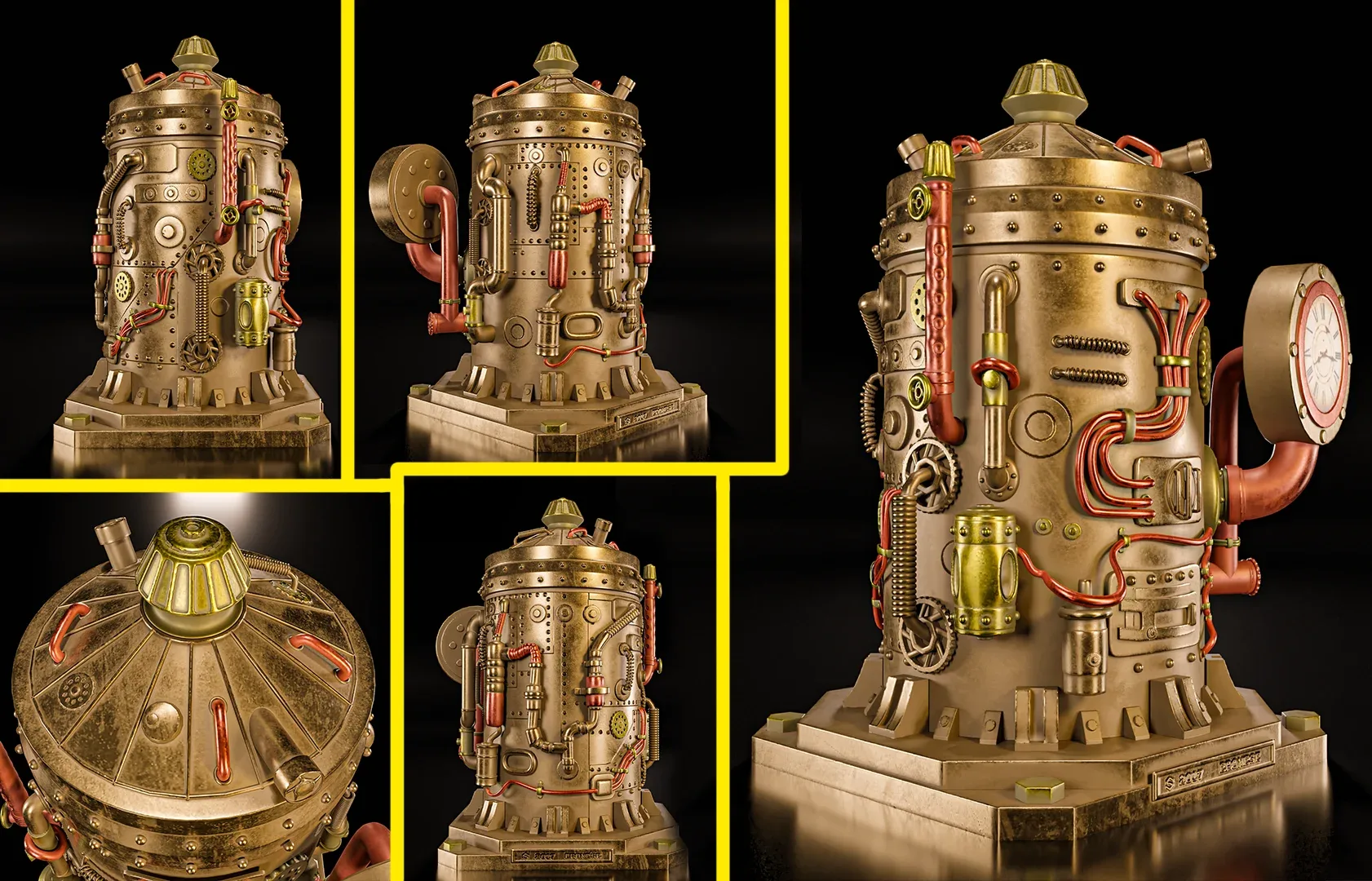 Time Displacement Capsule Clock and Pen Pot Figurine home decor 3D model