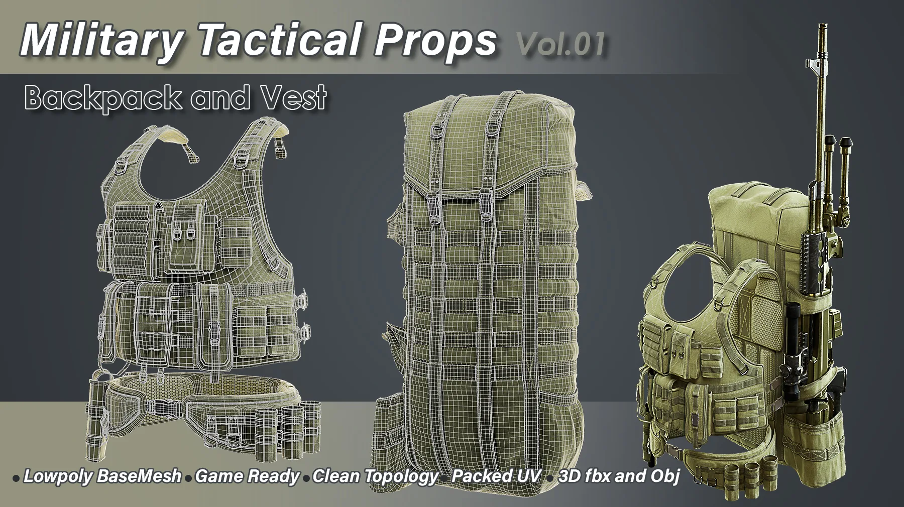 Military Tactical Props Vol.01 / Backpack and Vest