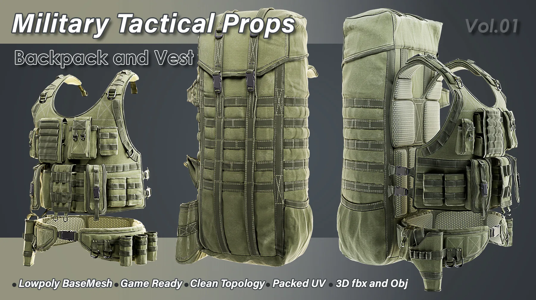 Military Tactical Props Vol.01 / Backpack and Vest