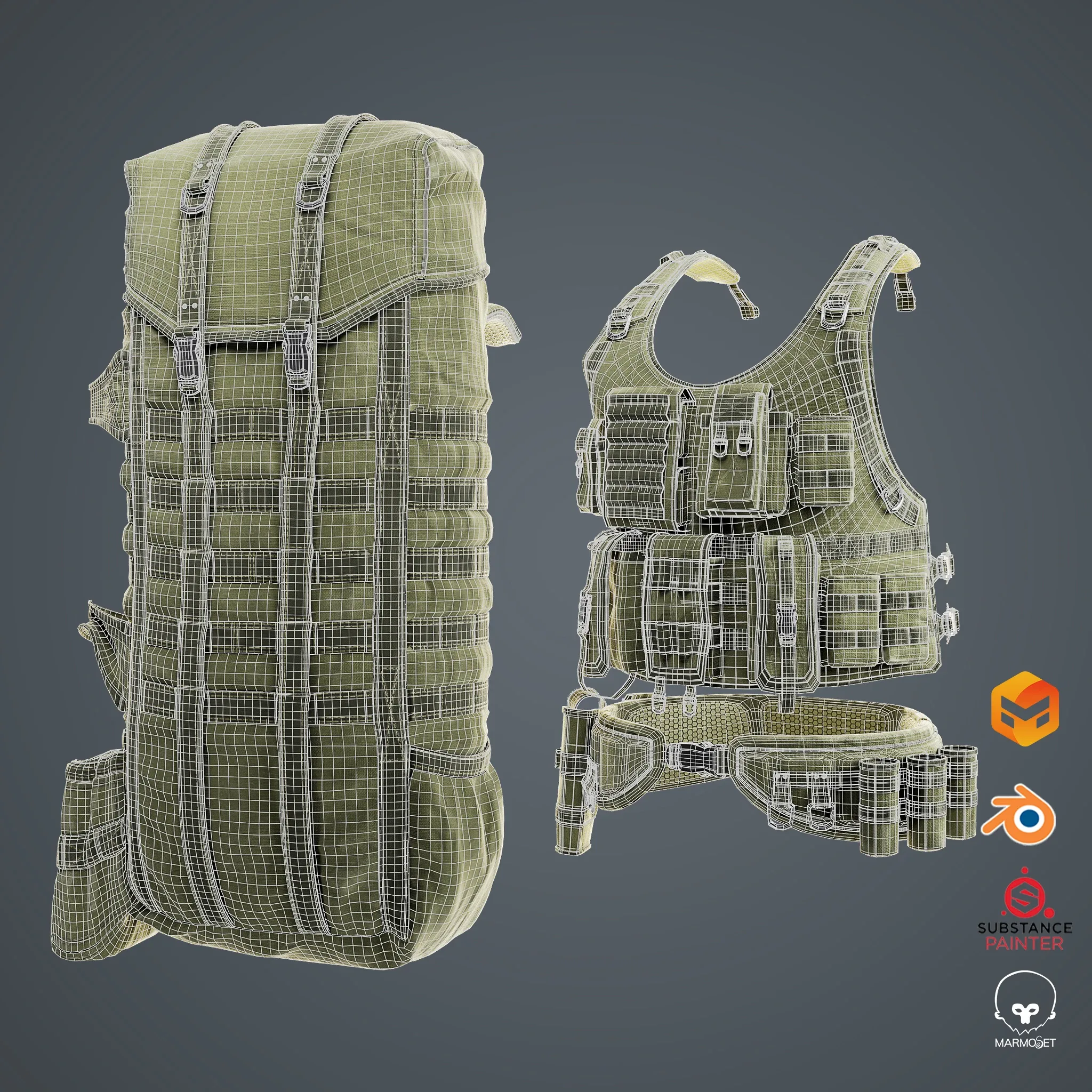 Military Tactical Props Vol.01 / Backpack and Vest